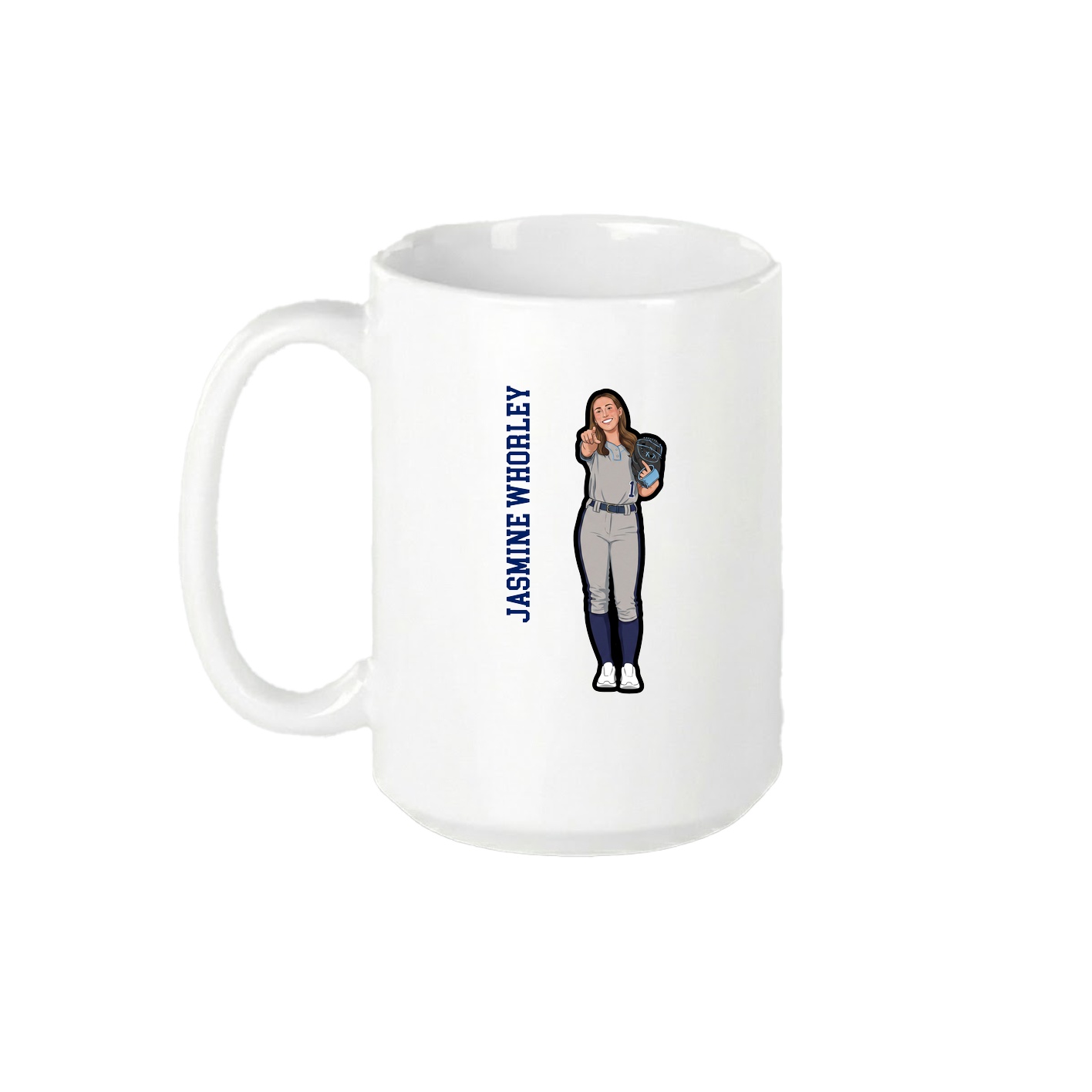 15oz Coffee Mug — Name Vertical in White