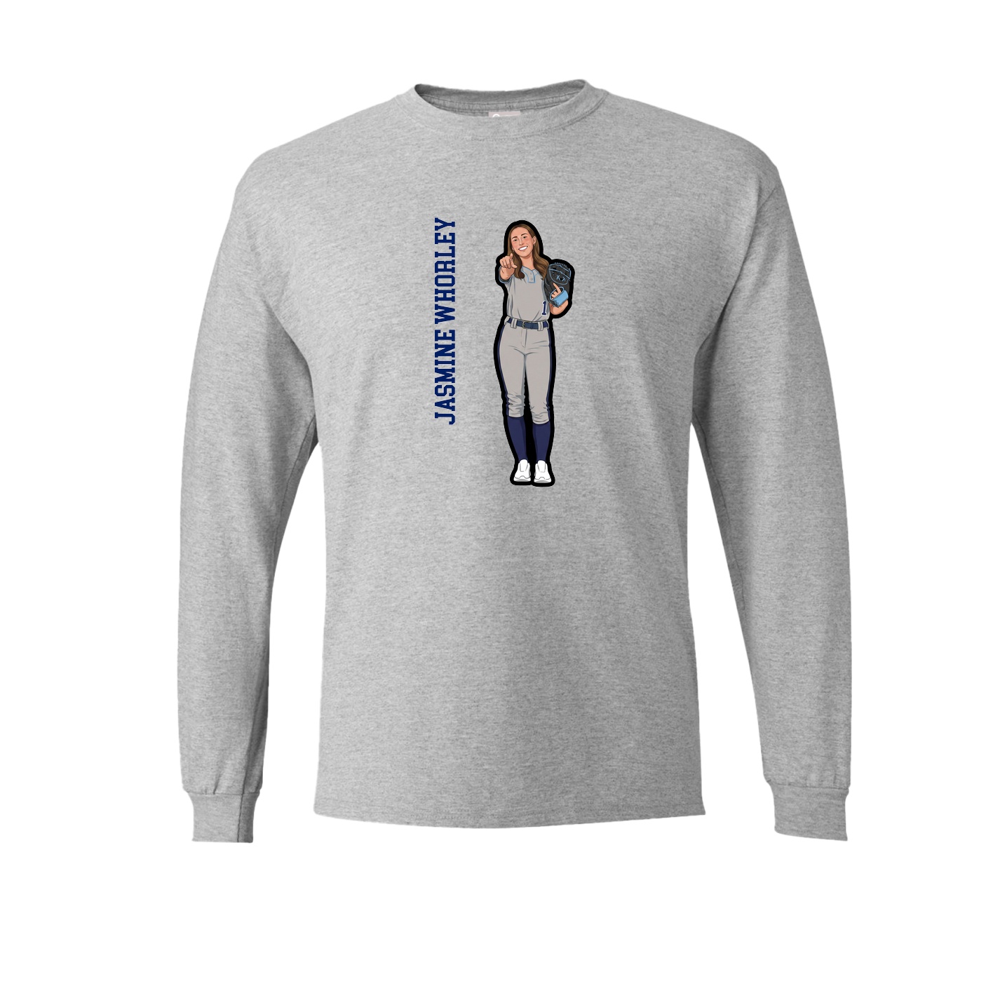 Long Sleeve Tee — Name Vertical in Grey