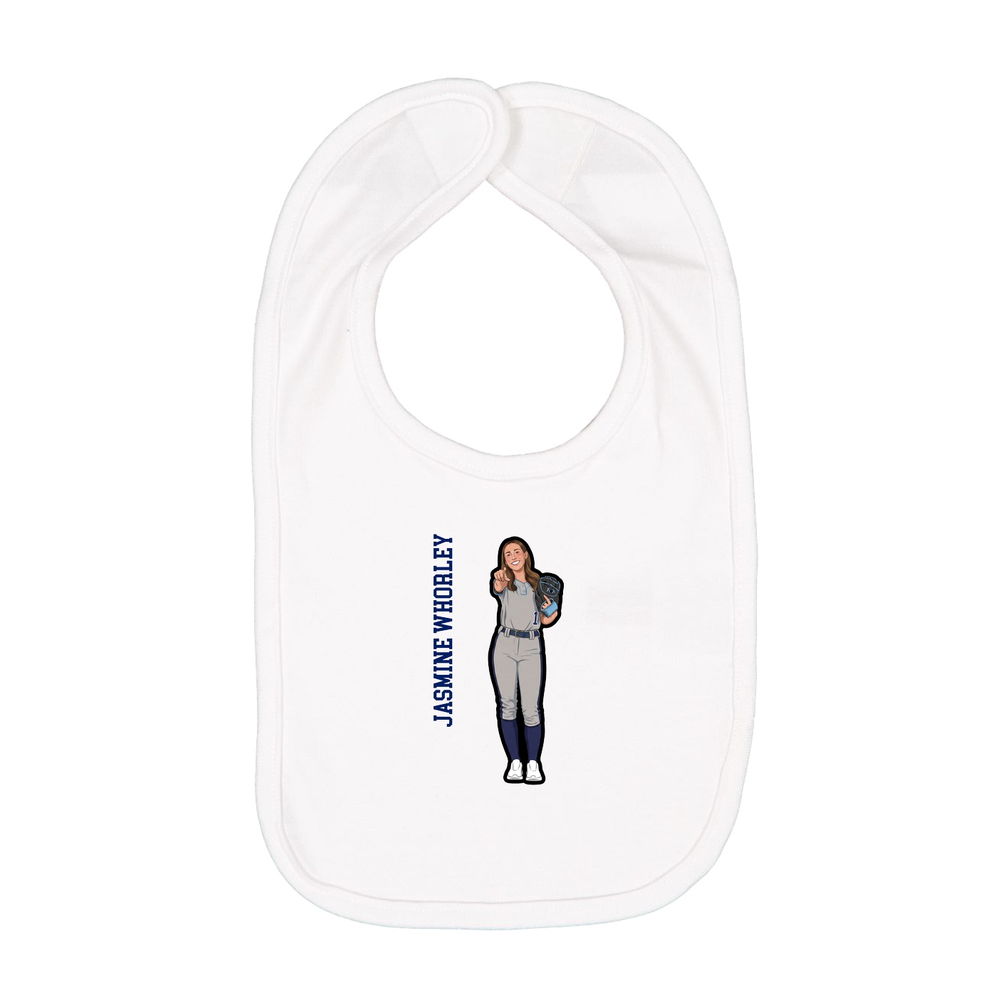 Infant Bib — Name Vertical in White