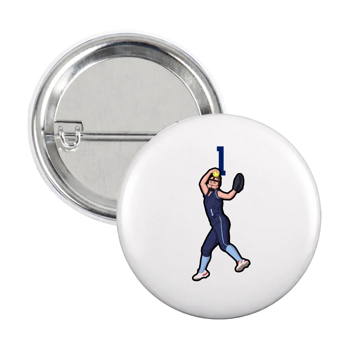 Game Day Button — Number Top in White