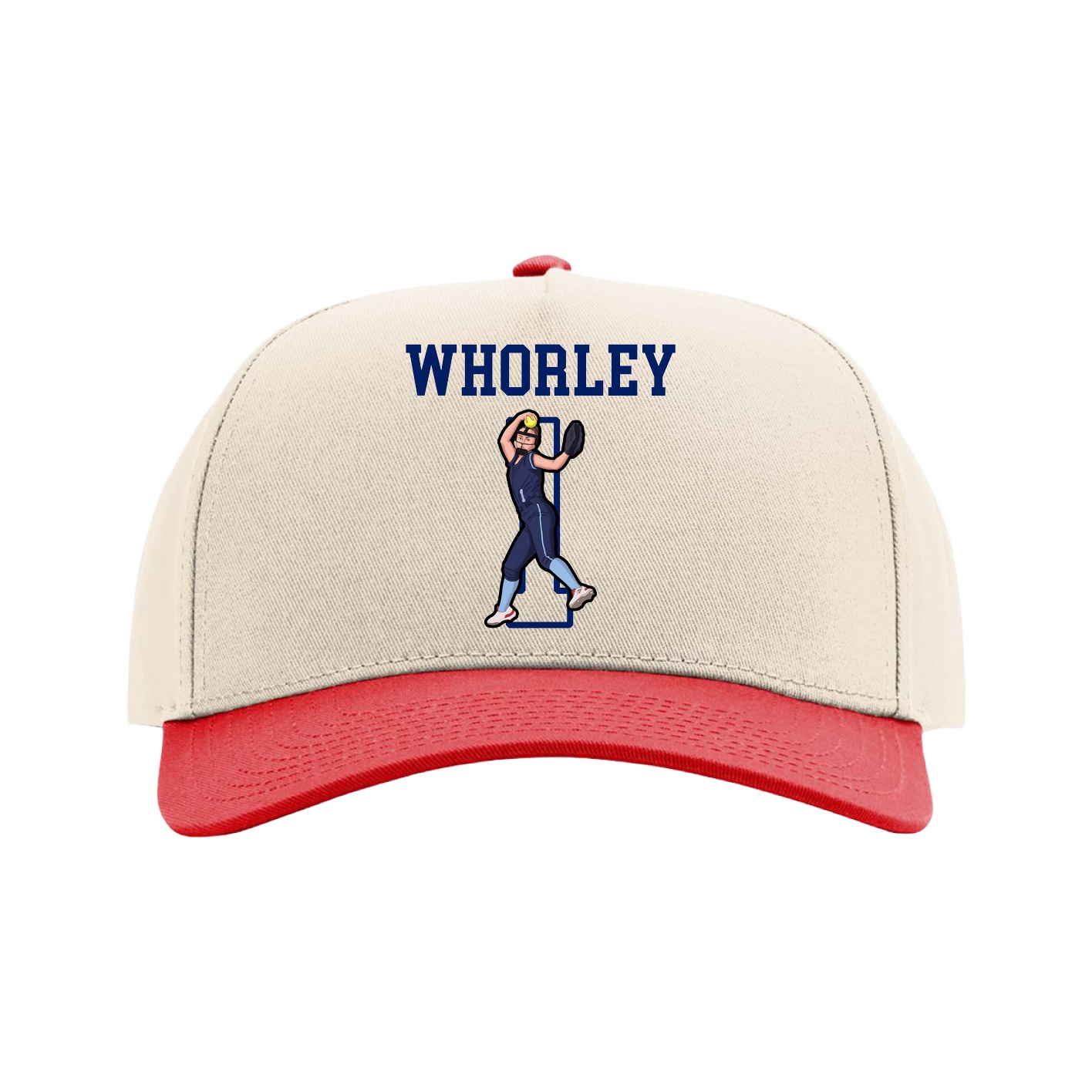 Full Fabric Five-Panel Champ Cap — Shirsey in Cream/Red
