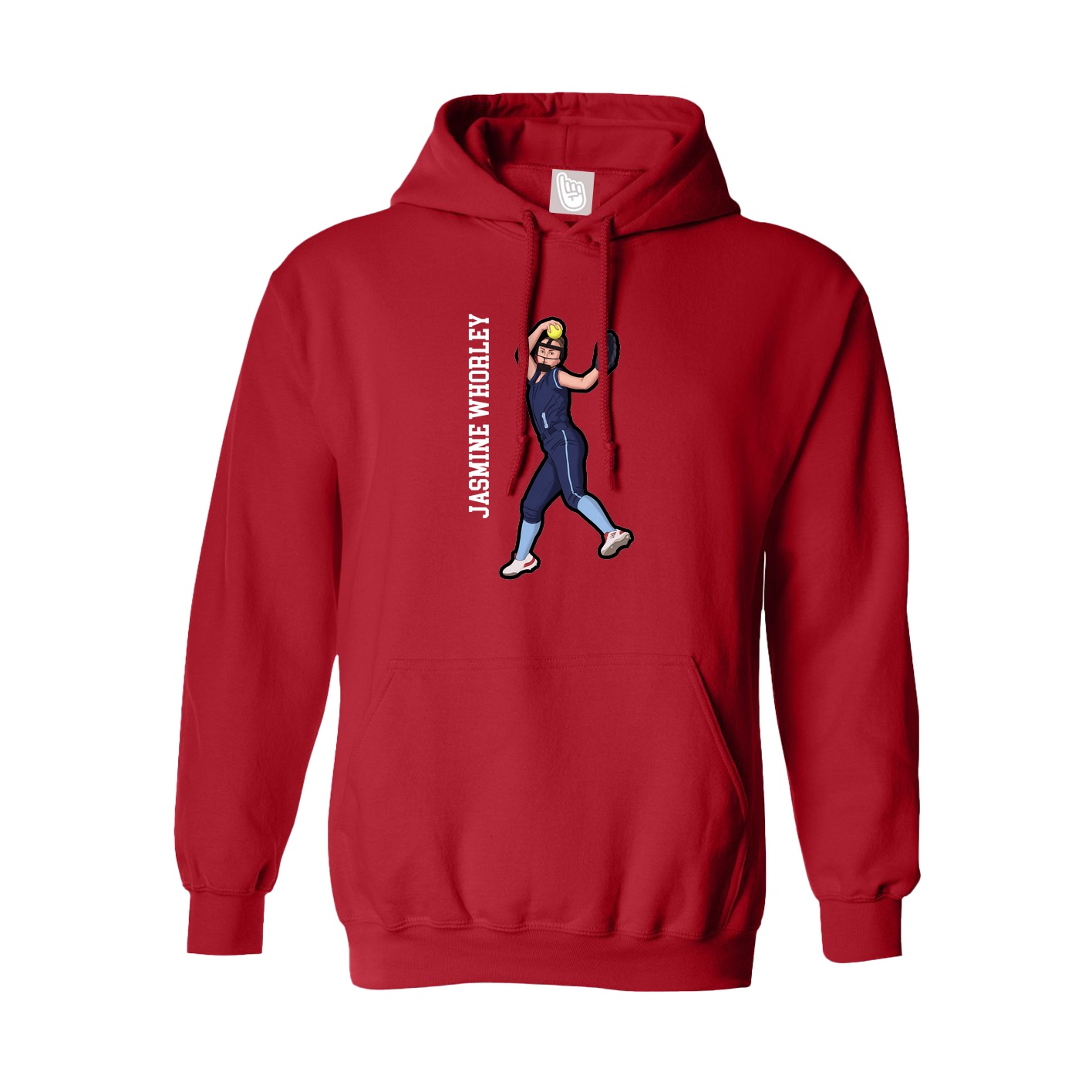 Youth Hoodie — Name Vertical in Red