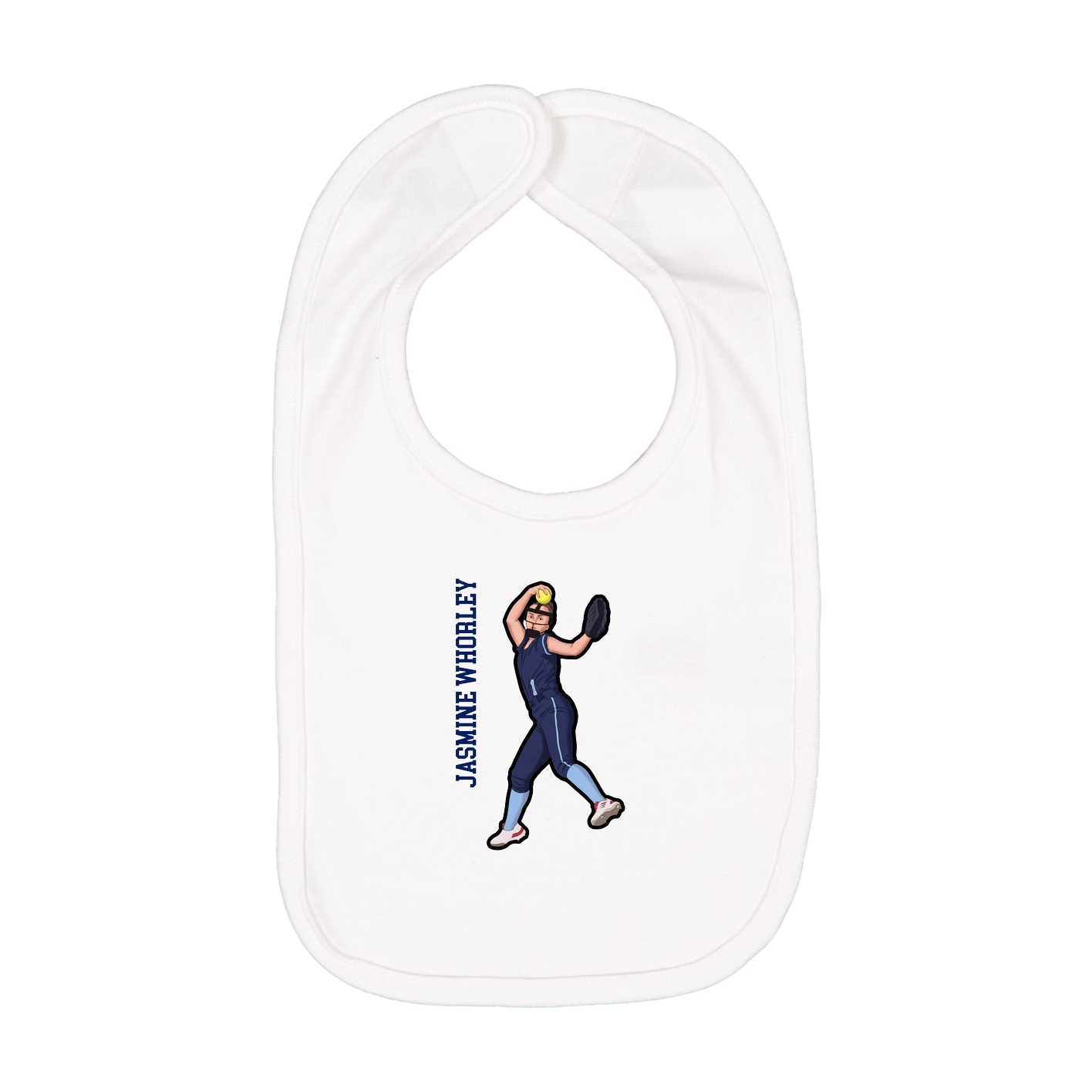 Infant Bib — Name Vertical in White