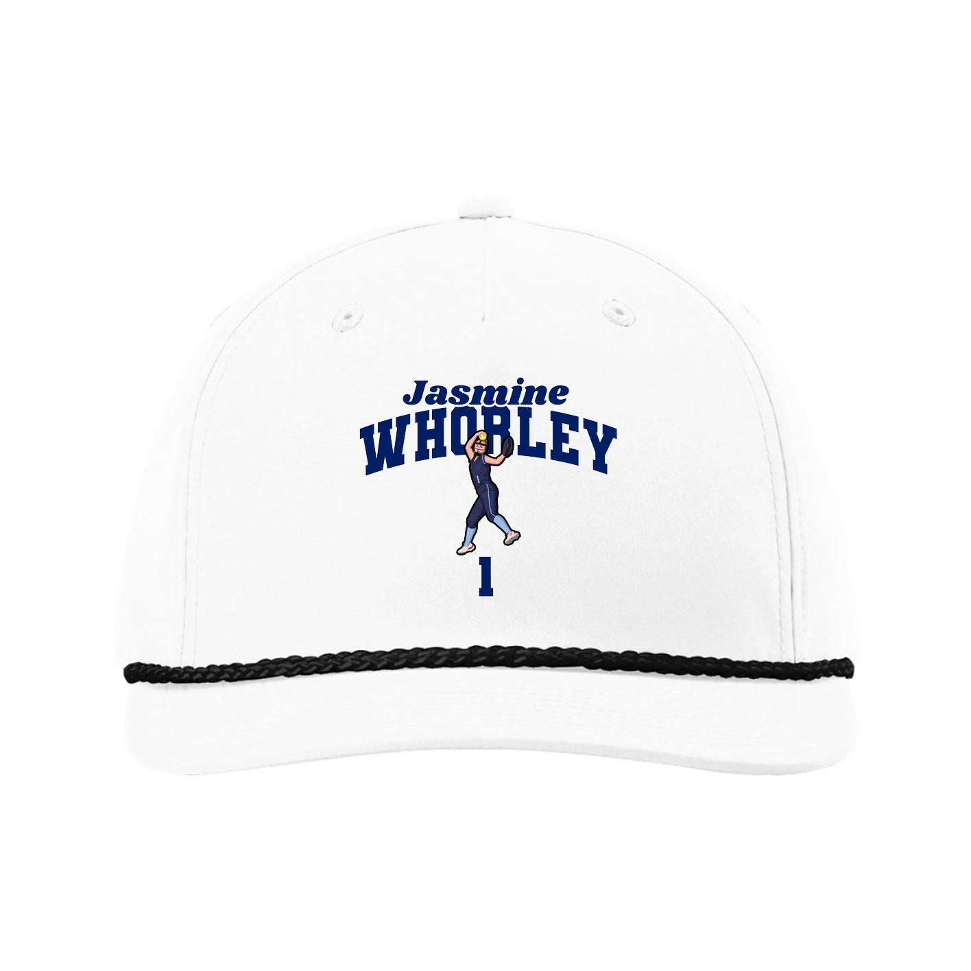 Five-Panel Classic Rope Cap — Signature Arch in White