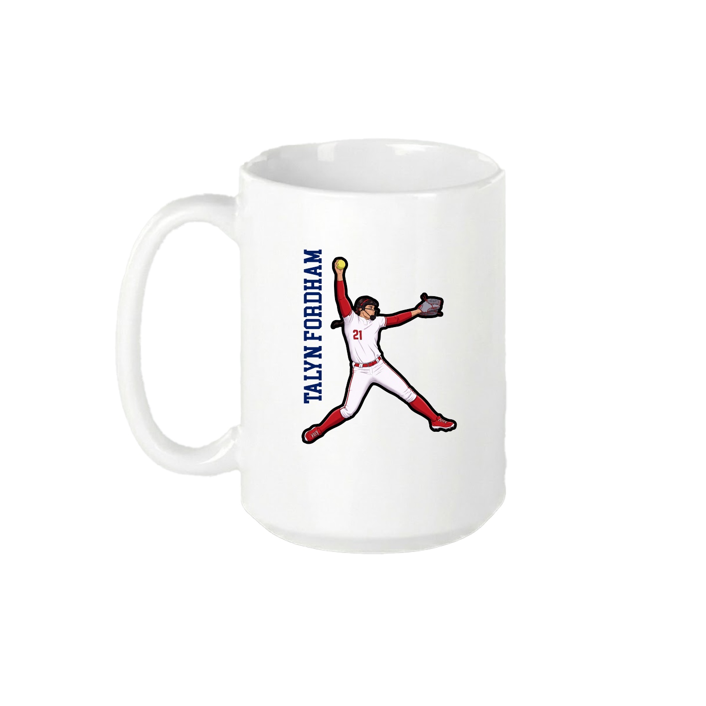 15oz Coffee Mug — Name Vertical in White