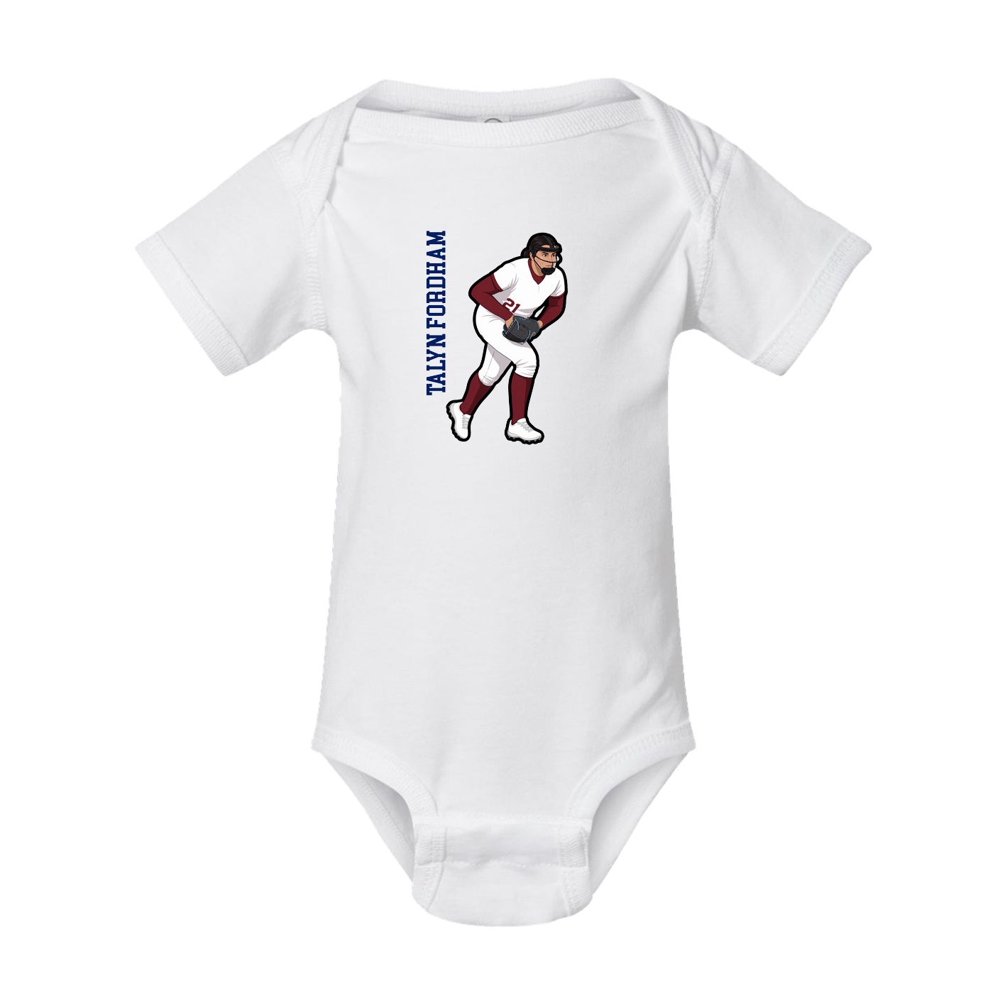 Baby Onesie — Name Vertical in White