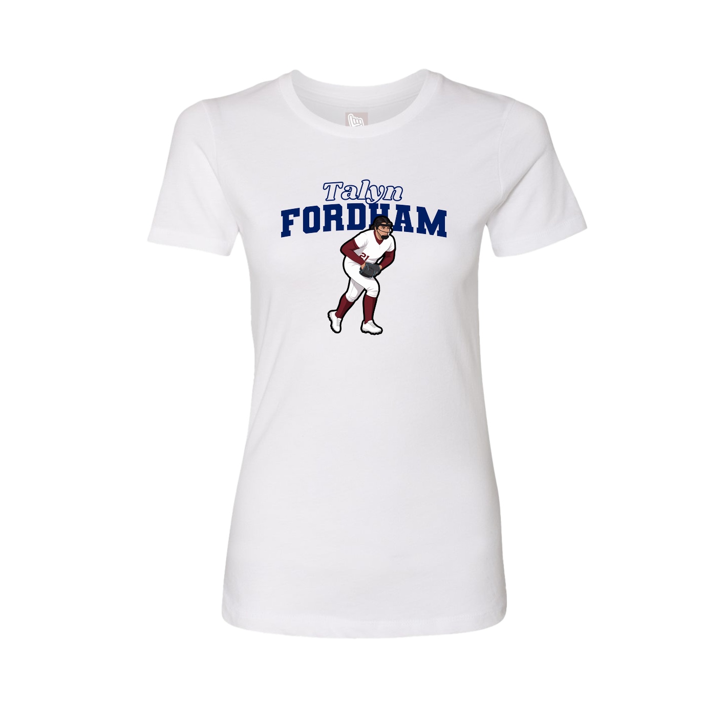 Fitted Women's Tee — Name Arch in White