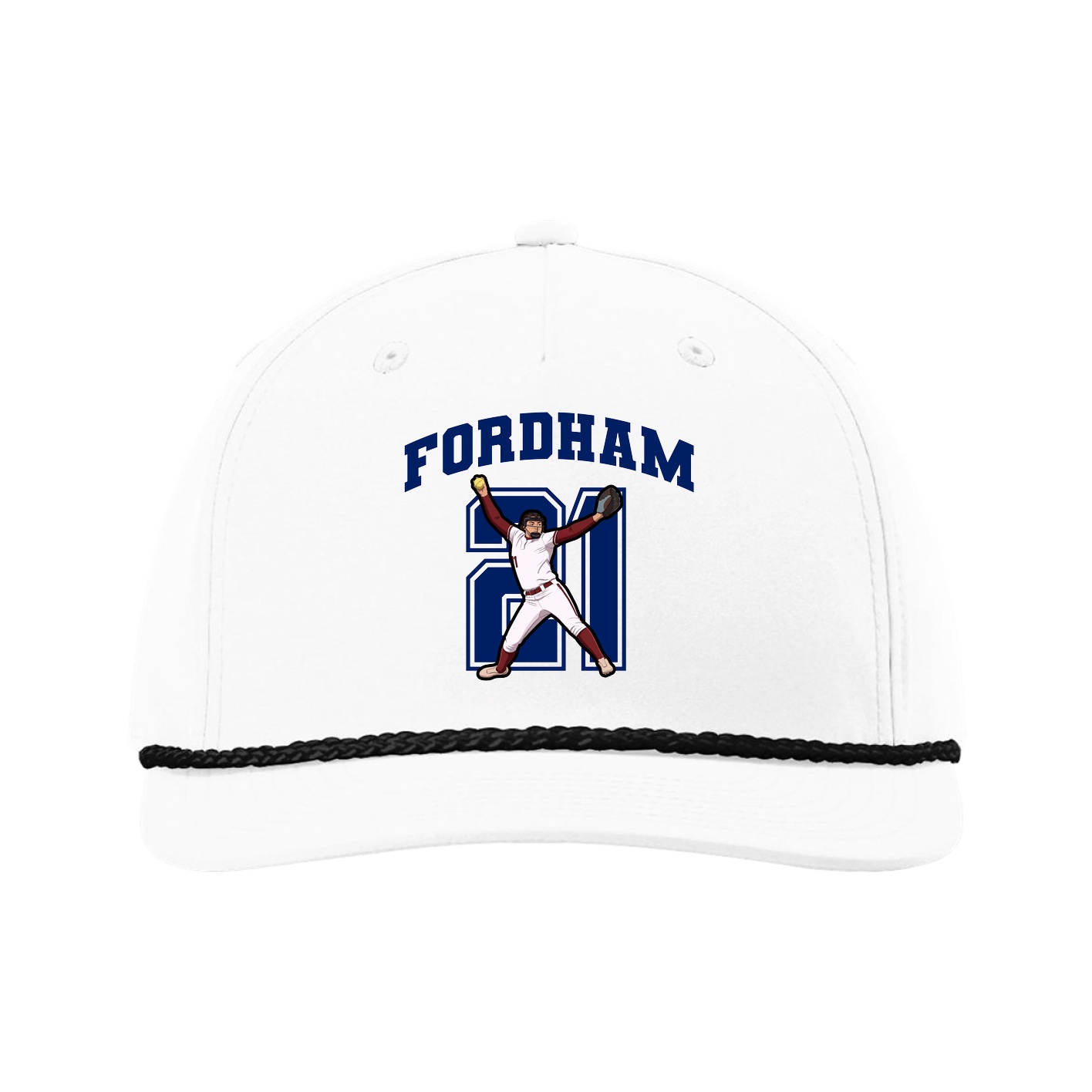 Five-Panel Classic Rope Cap — Number in White