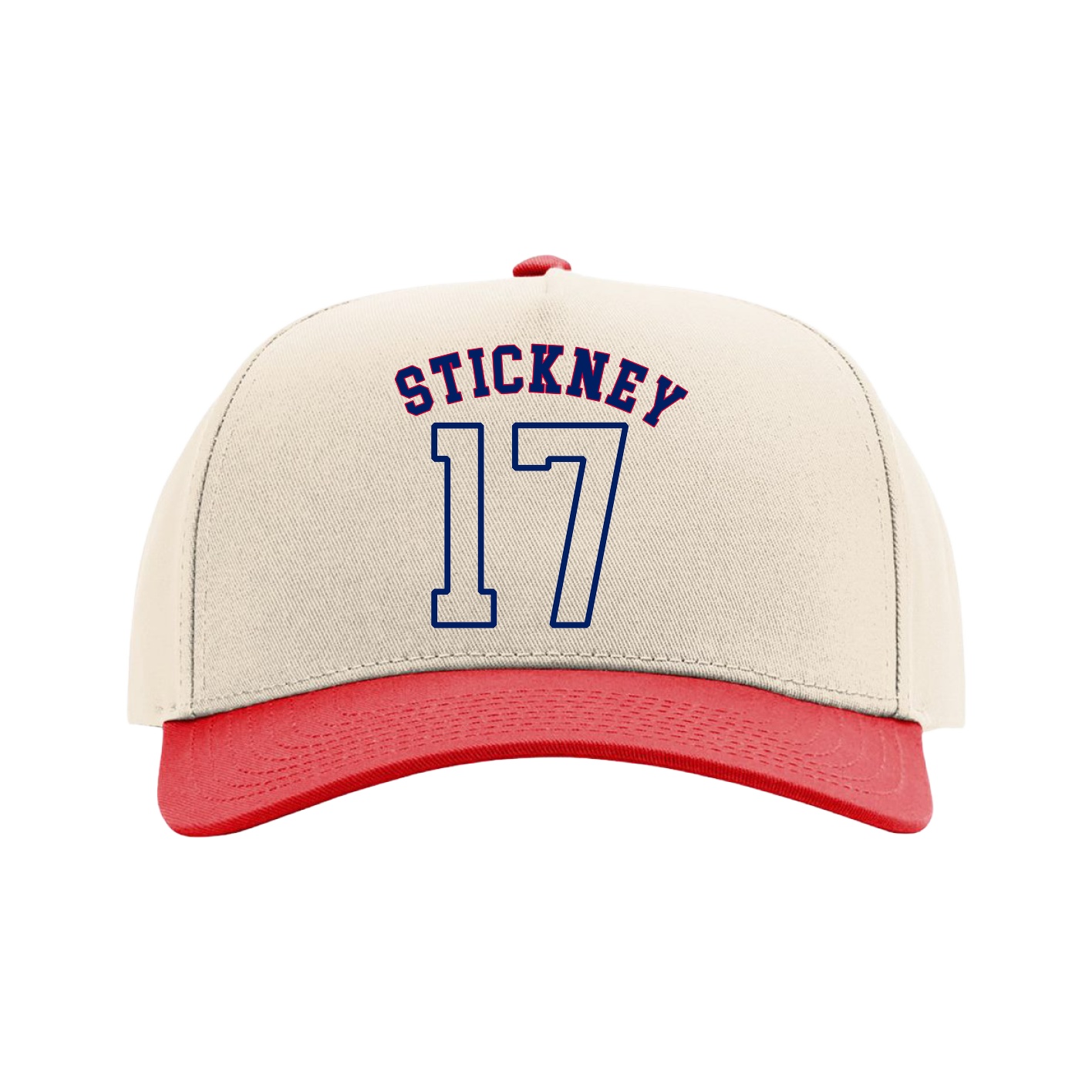 Full Fabric Five-Panel Champ Cap — Shirsey Arch in Cream/Red