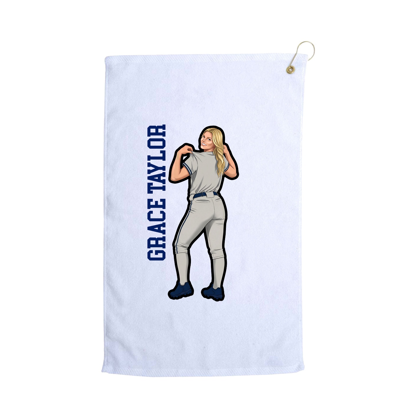 Golf Towel — Name Vertical in White