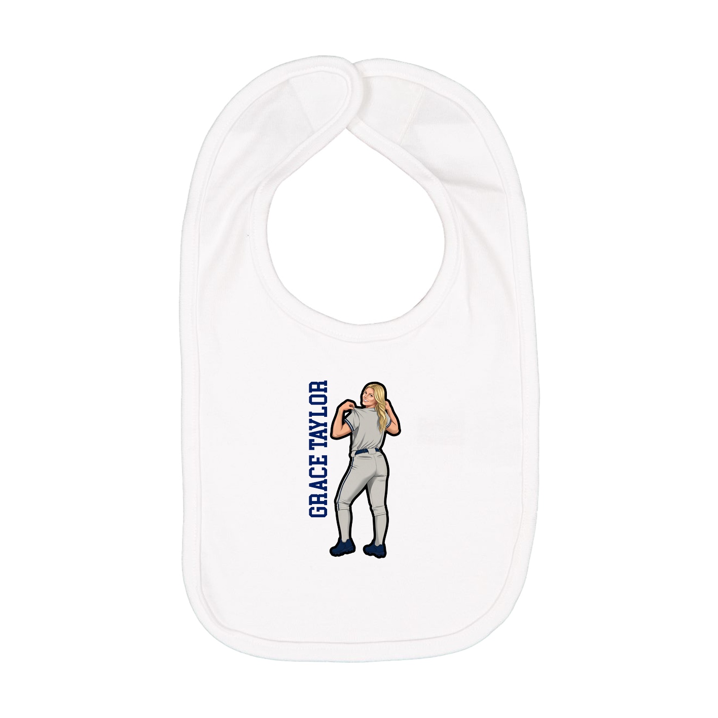 Infant Bib — Name Vertical in White