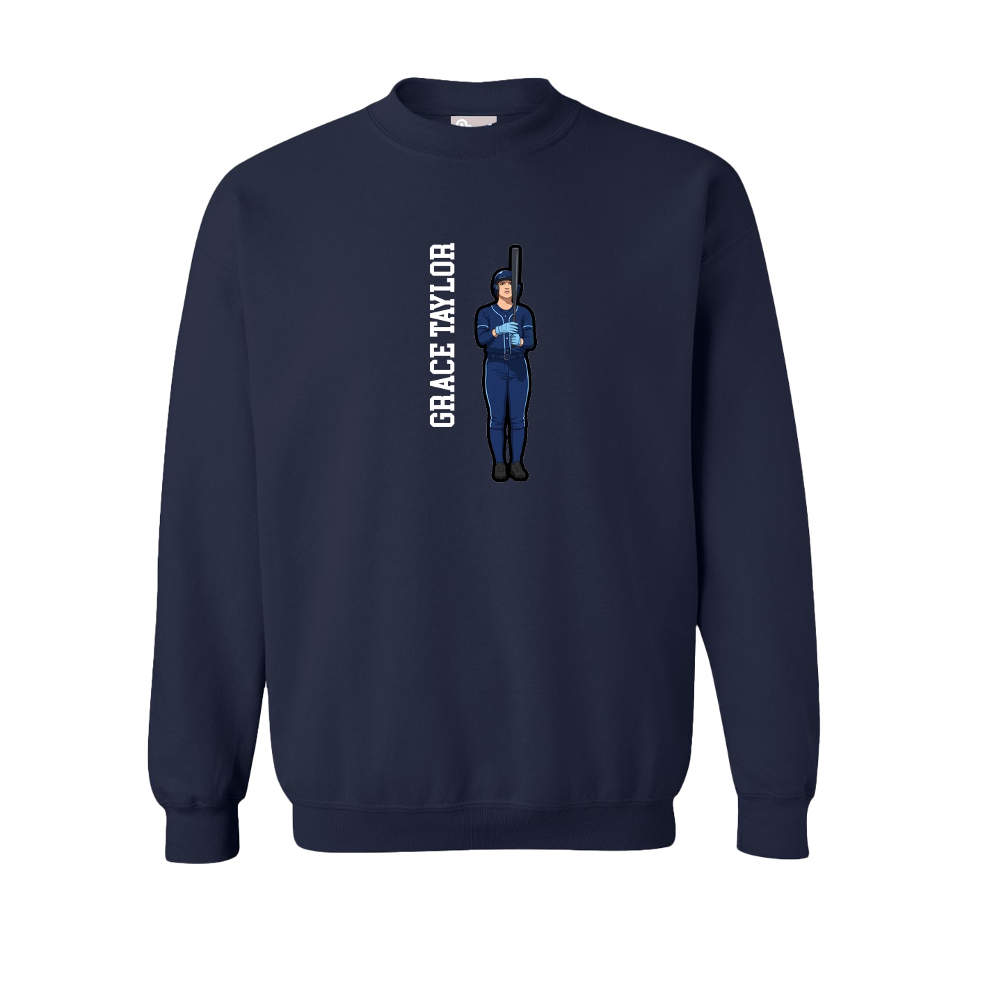 Fleece Crew — Name Vertical in Navy