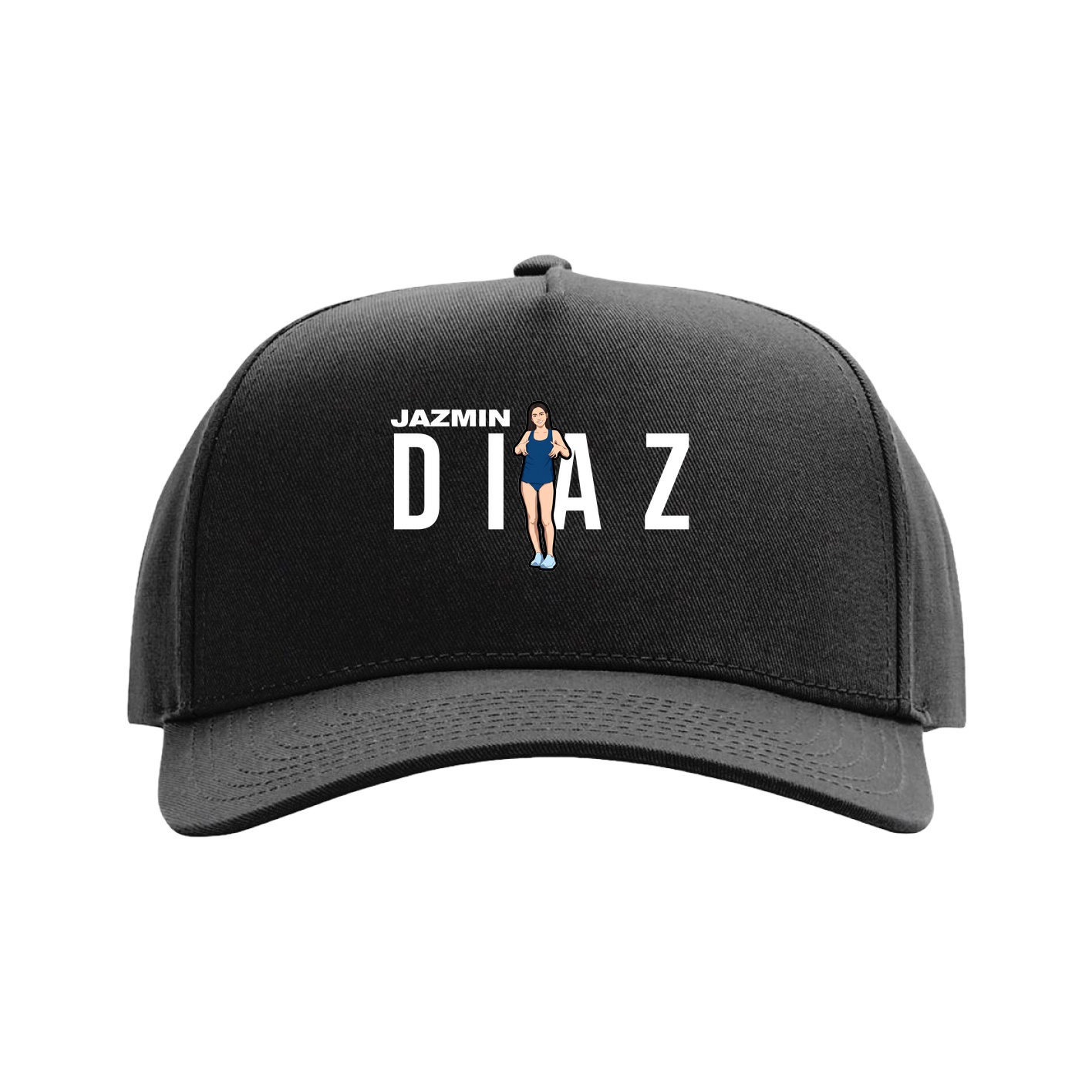 Full Fabric Five-Panel Champ Cap — Player Name in Black