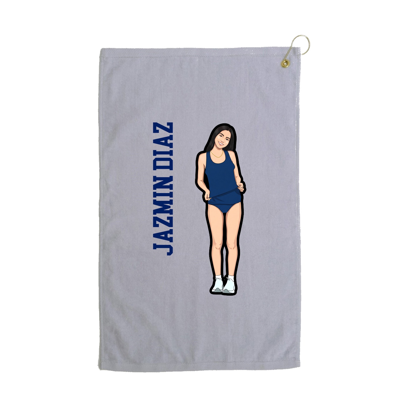 Golf Towel — Name Vertical in Grey