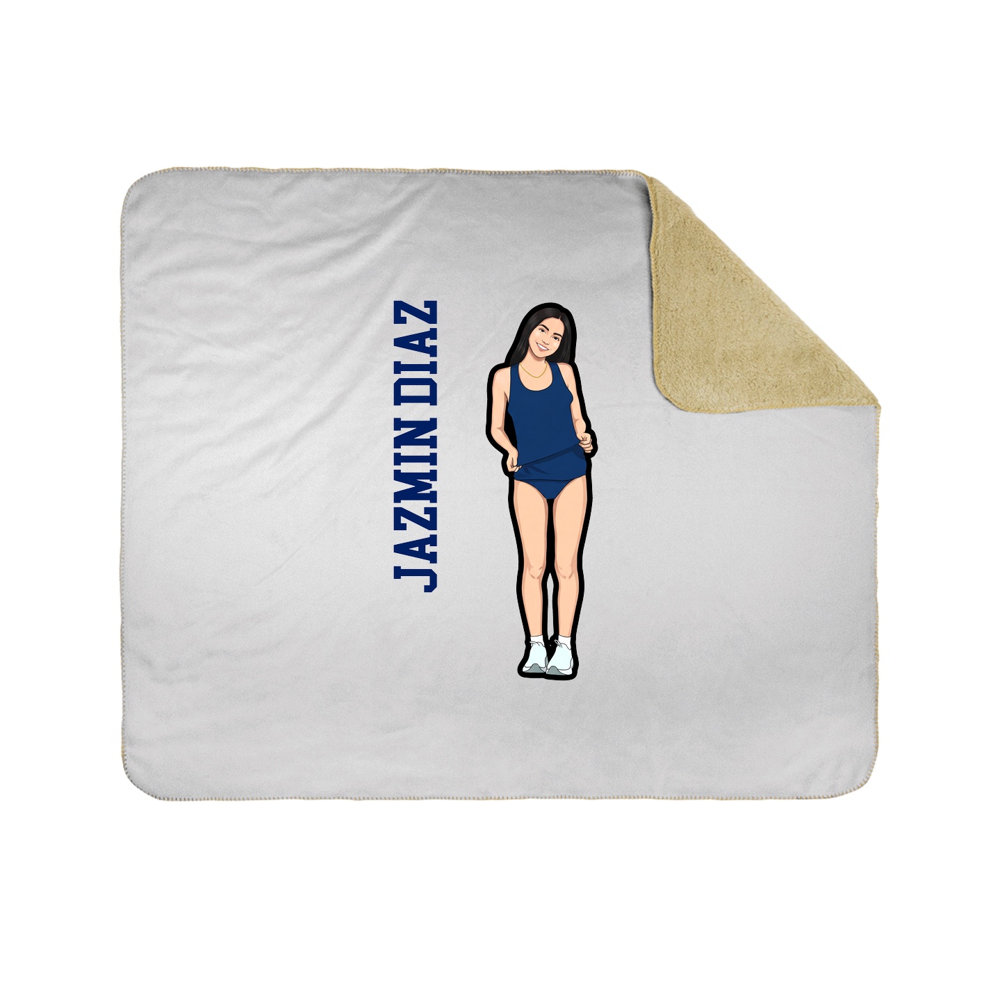 Throw Blanket — Name Vertical in White