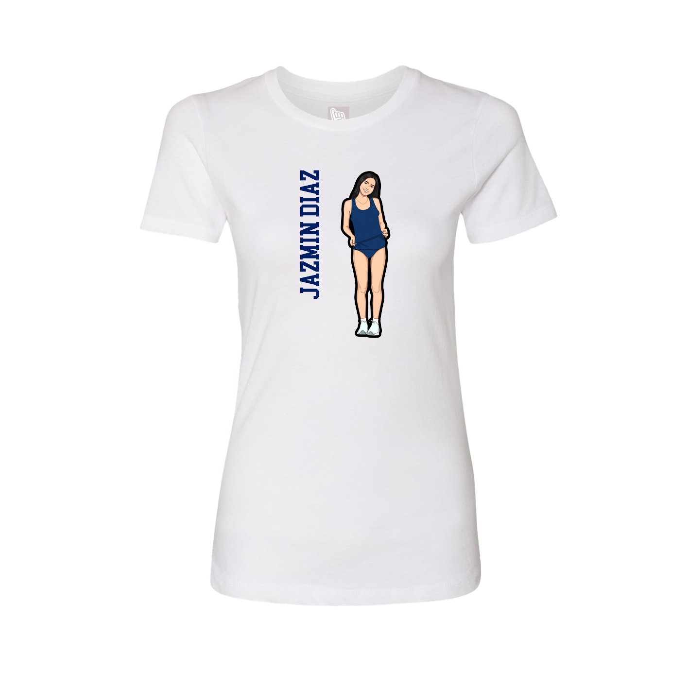 Fitted Women's Tee — Name Vertical in White