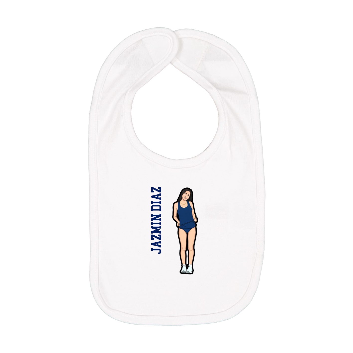 Infant Bib — Name Vertical in White