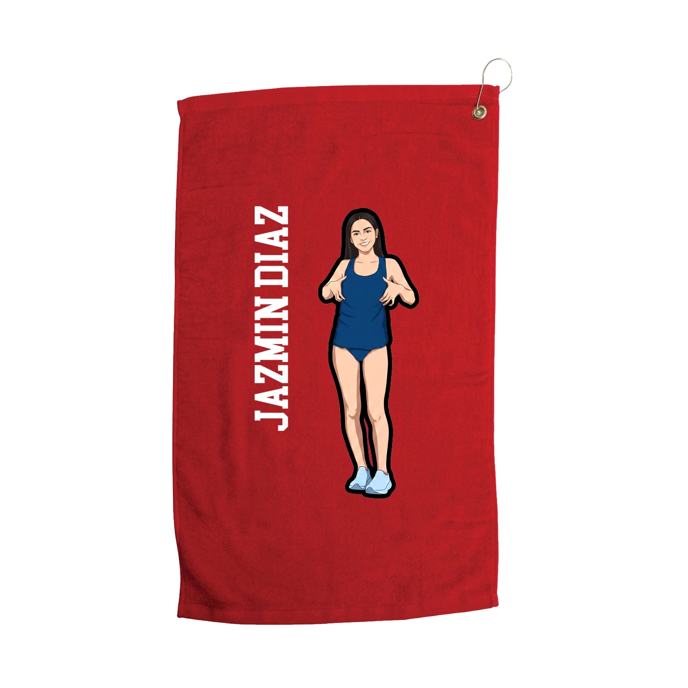 Golf Towel — Name Vertical in Red