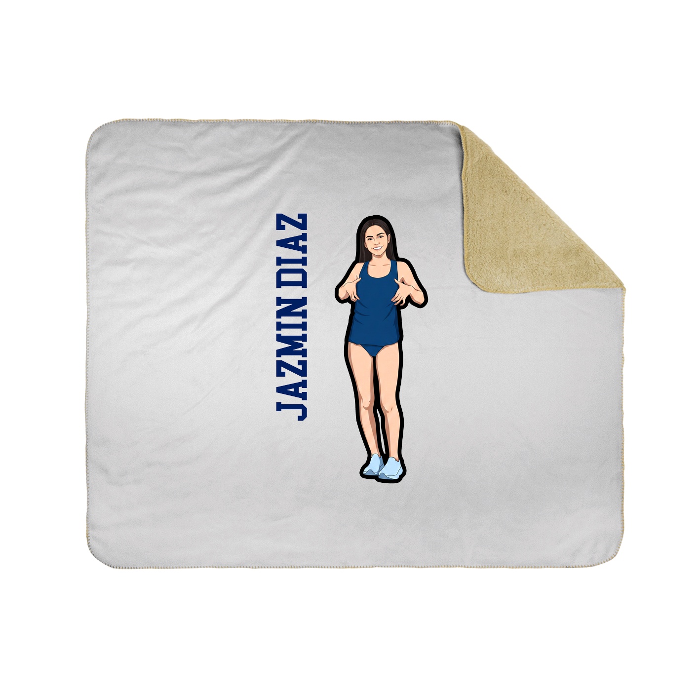 Throw Blanket — Name Vertical in White