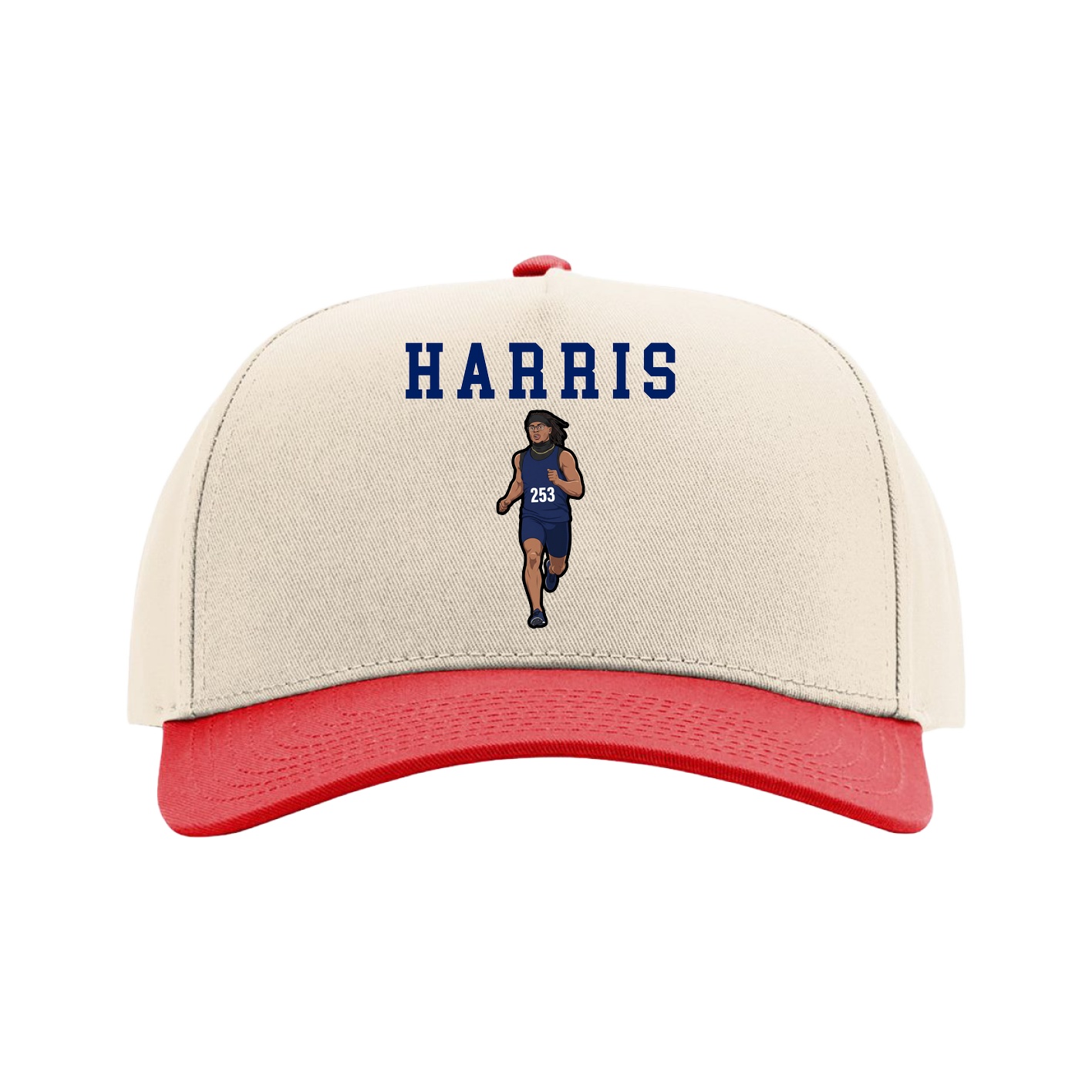 Full Fabric Five-Panel Champ Cap — Shirsey in Cream/Red