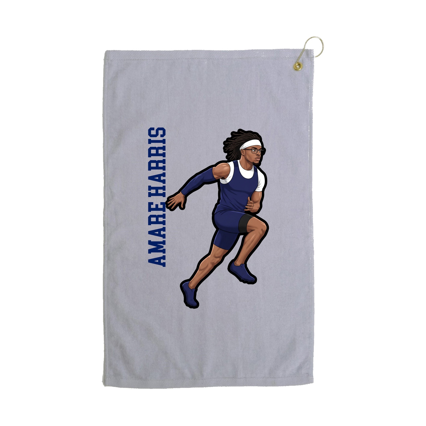 Golf Towel — Name Vertical in Grey