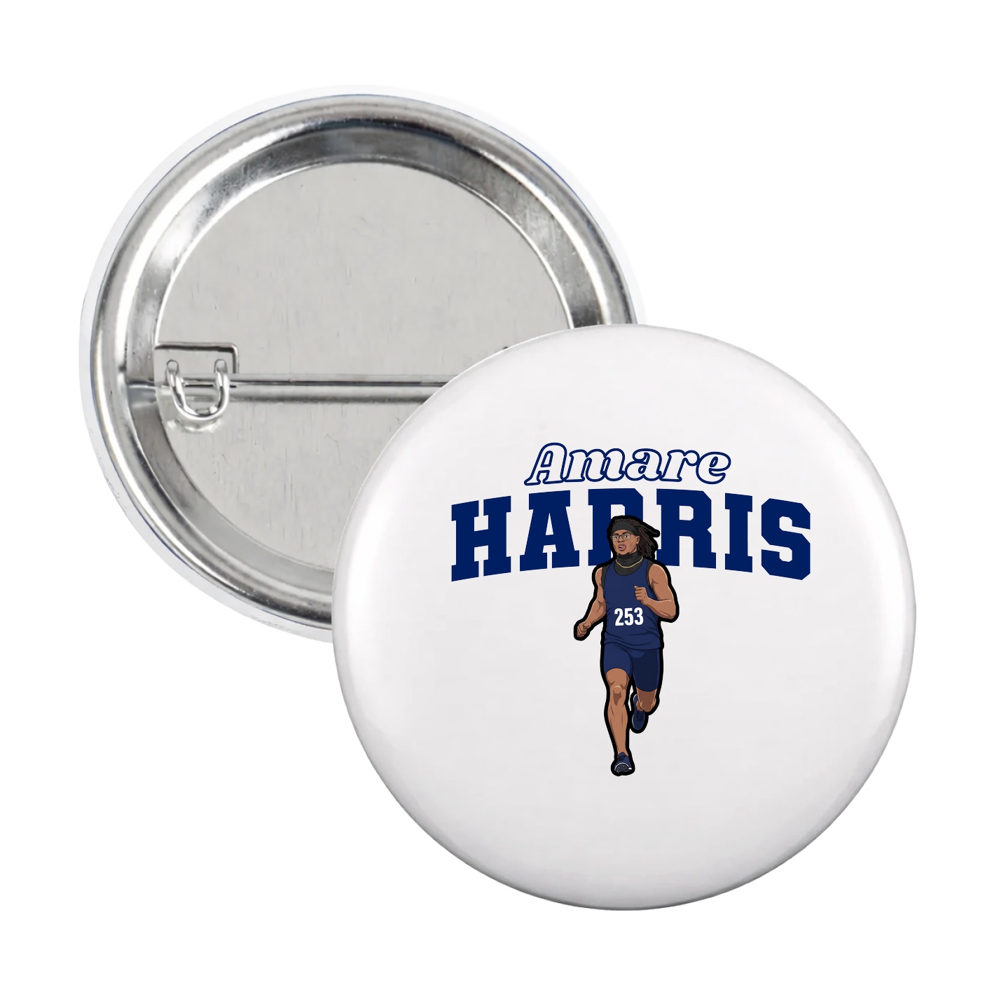 Game Day Button — Name Arch in White
