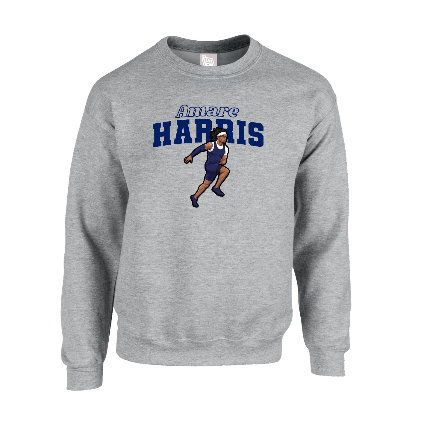 Fleece Crew — Name Arch in Grey