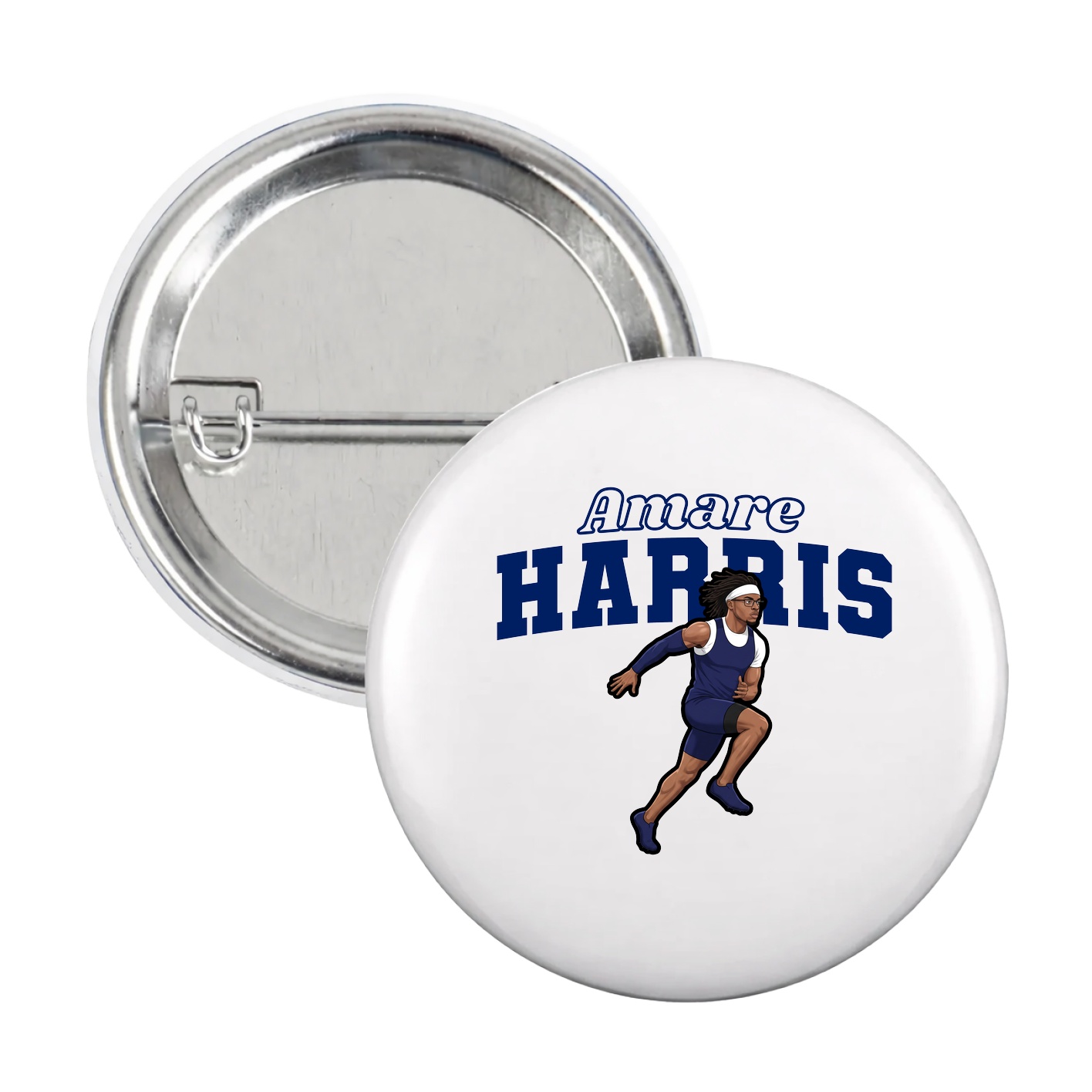 Game Day Button — Name Arch in White