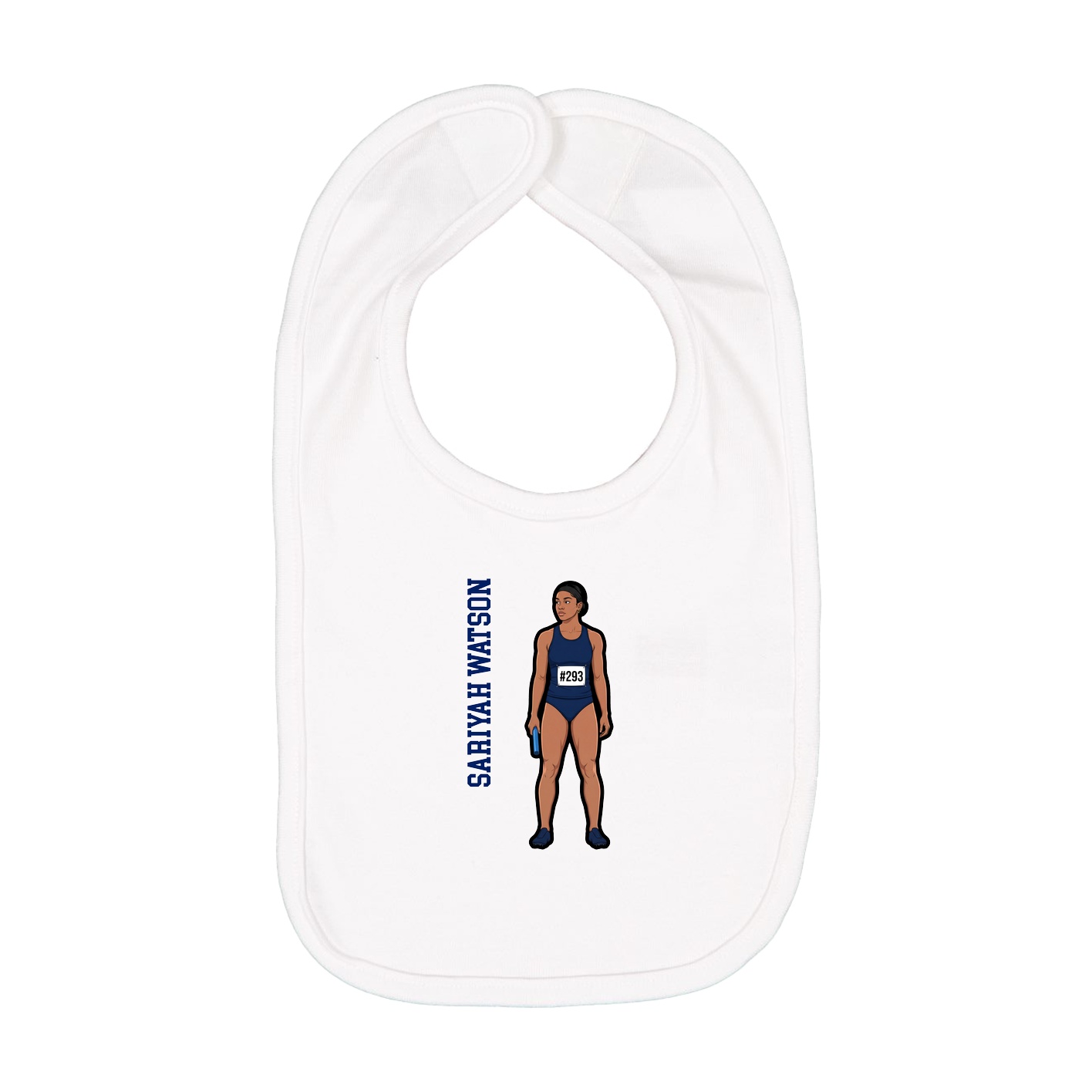 Infant Bib — Name Vertical in White
