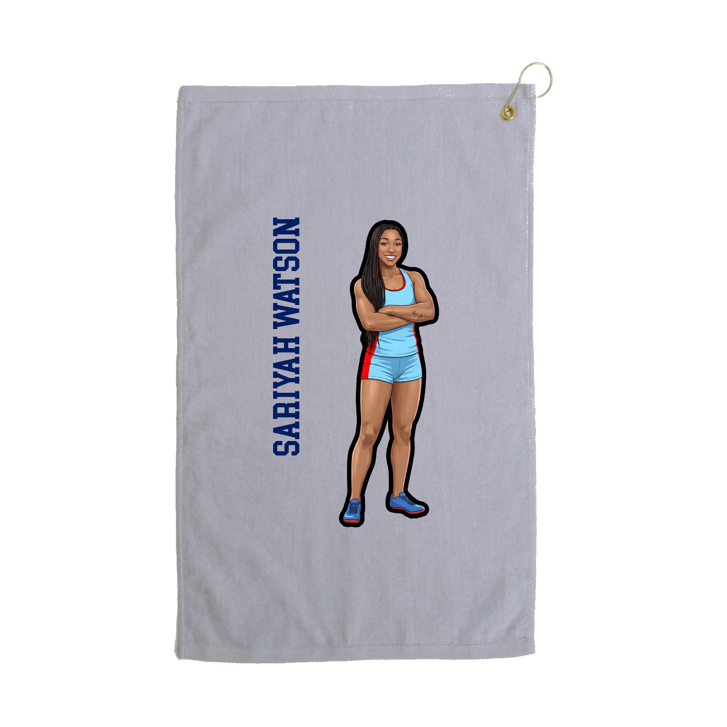 Golf Towel — Name Vertical in Grey