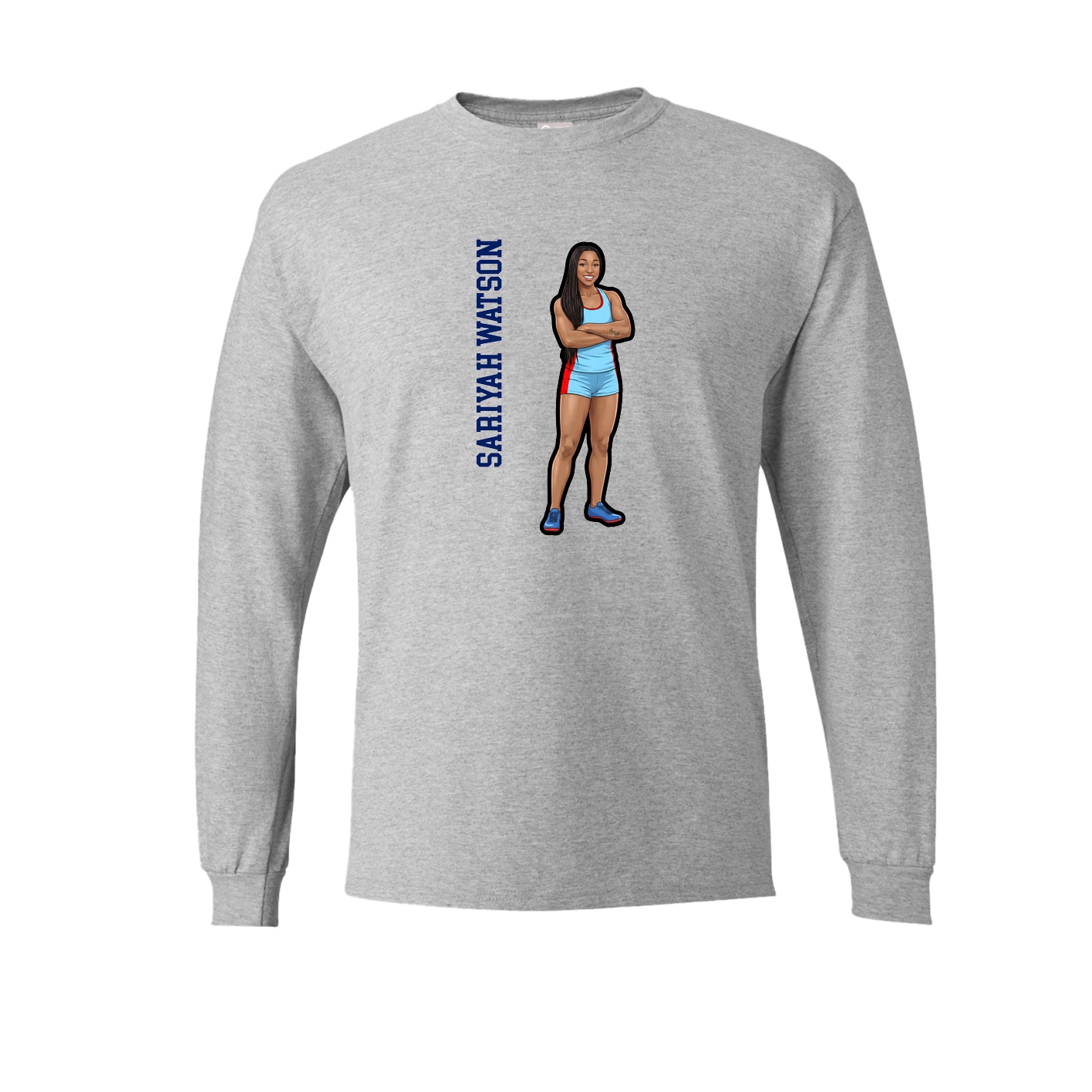 Long Sleeve Tee — Name Vertical in Grey