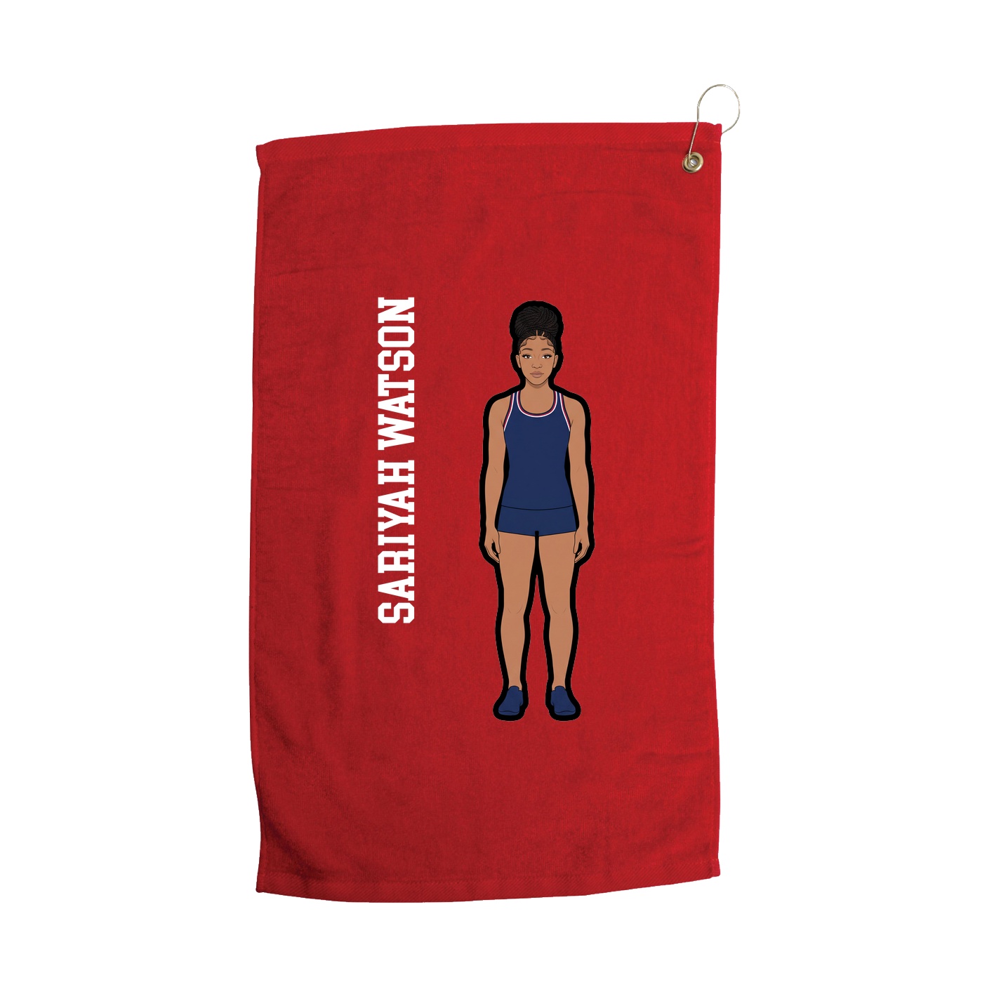 Golf Towel — Name Vertical in Red