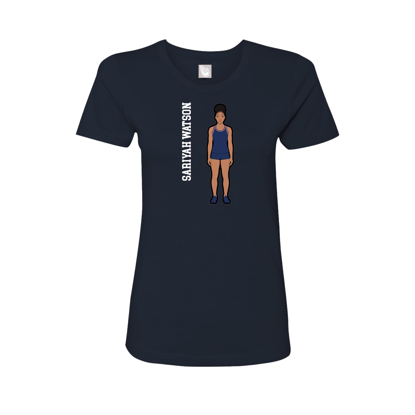 Fitted Women's Tee — Name Vertical in Navy