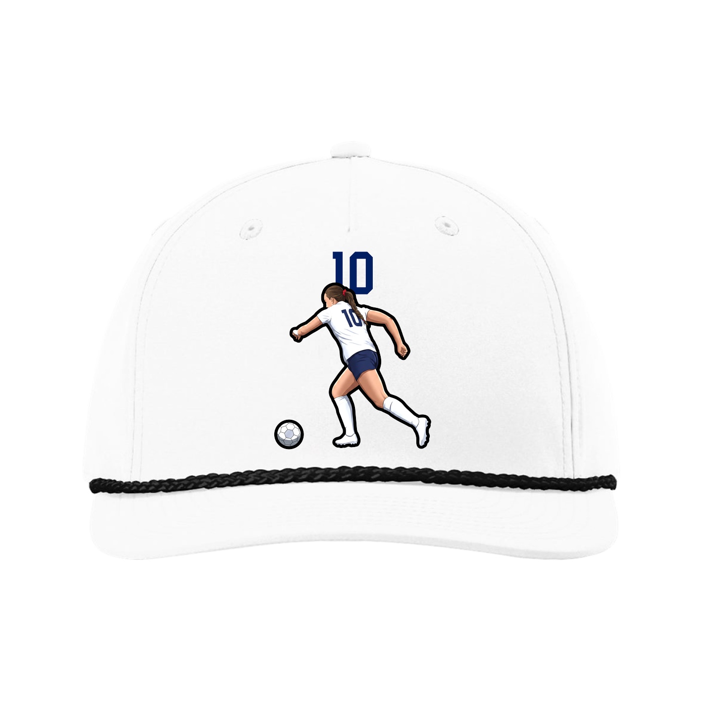 Five-Panel Classic Rope Cap — Number Top in White