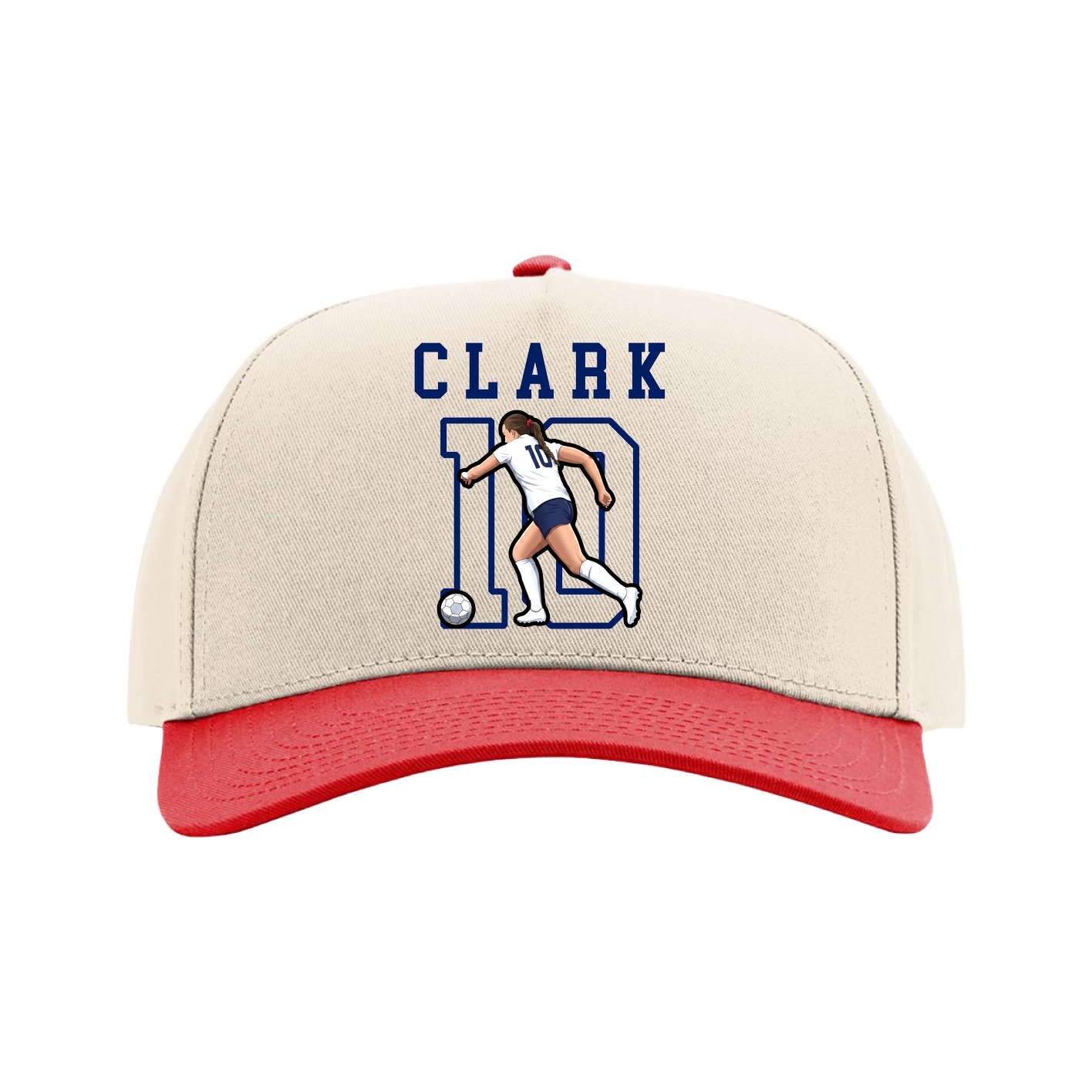 Full Fabric Five-Panel Champ Cap — Shirsey in Cream/Red
