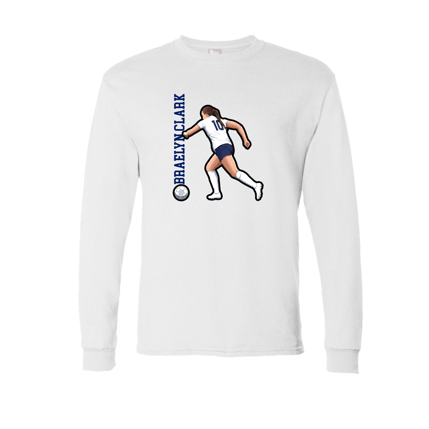 Long Sleeve Tee — Name Vertical in White
