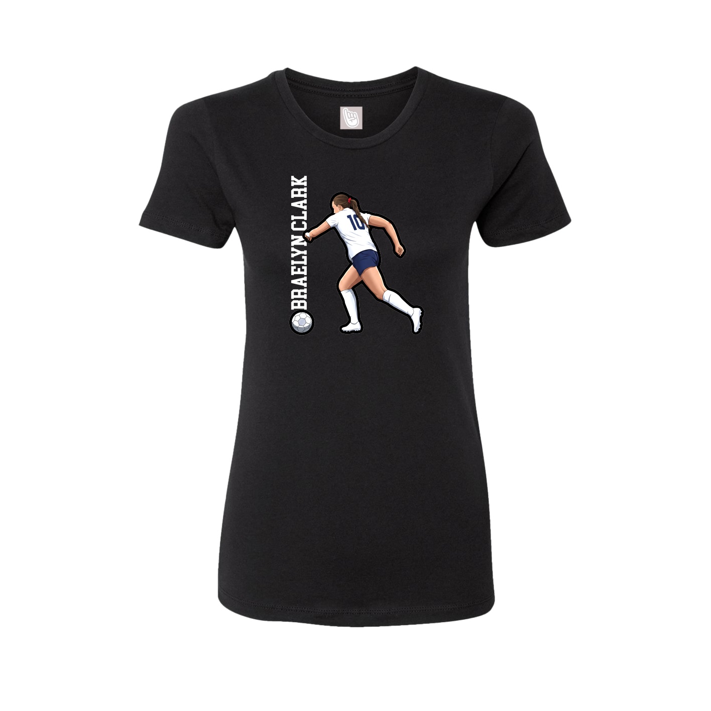 Fitted Women's Tee — Name Vertical in Black