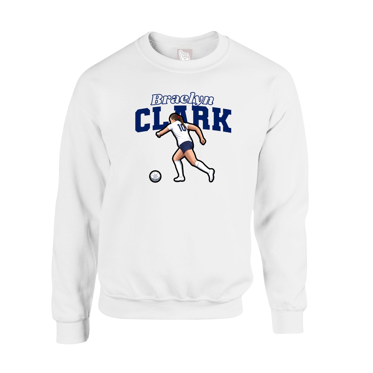 Fleece Crew — Name Arch in White