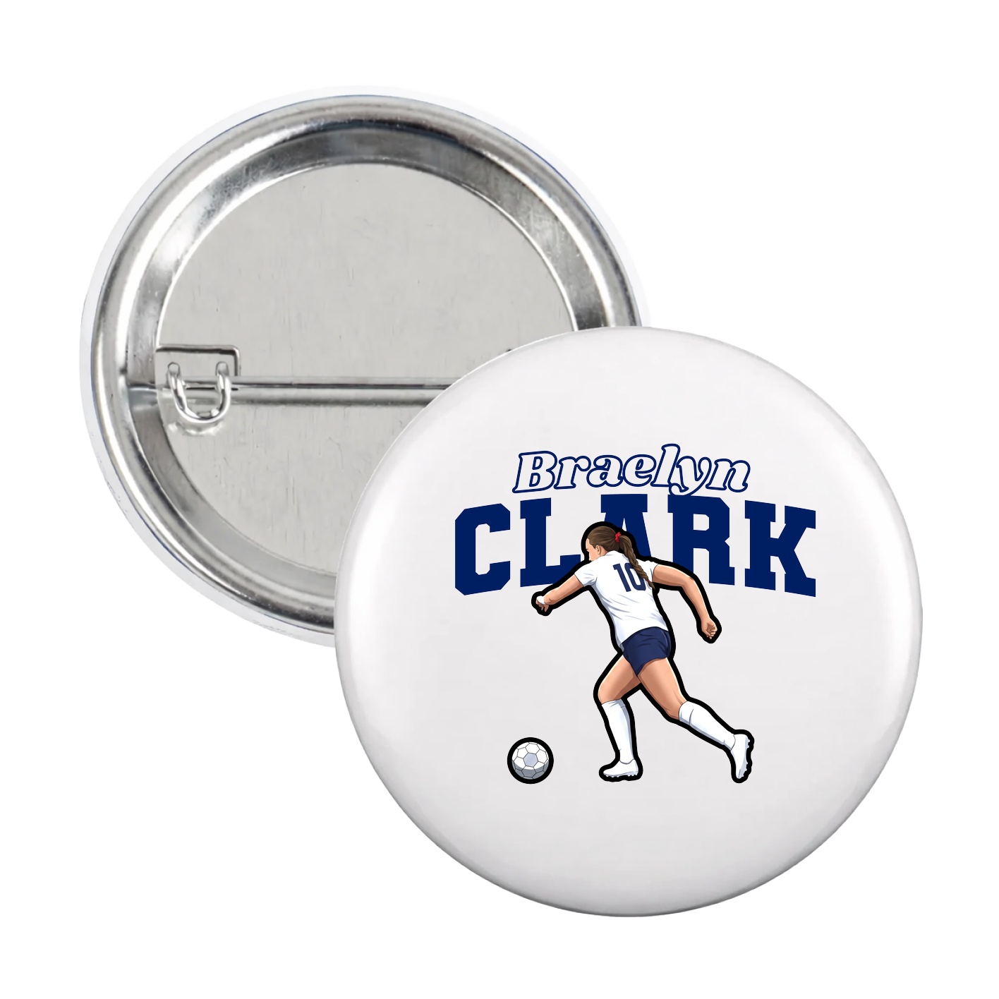 Game Day Button — Name Arch in White