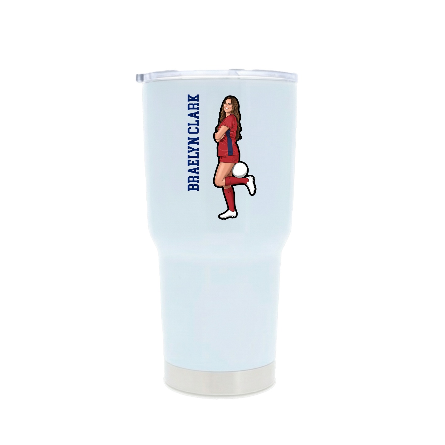30oz Stainless Steel Tumbler — Name Vertical in White