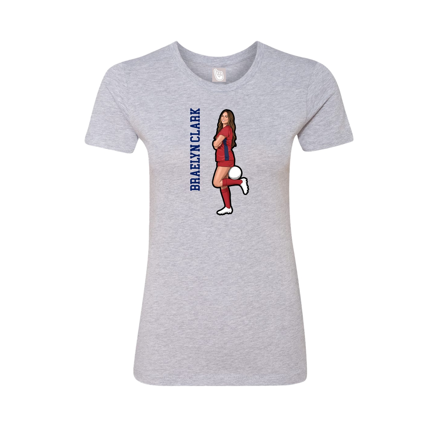 Fitted Women's Tee — Name Vertical in Grey