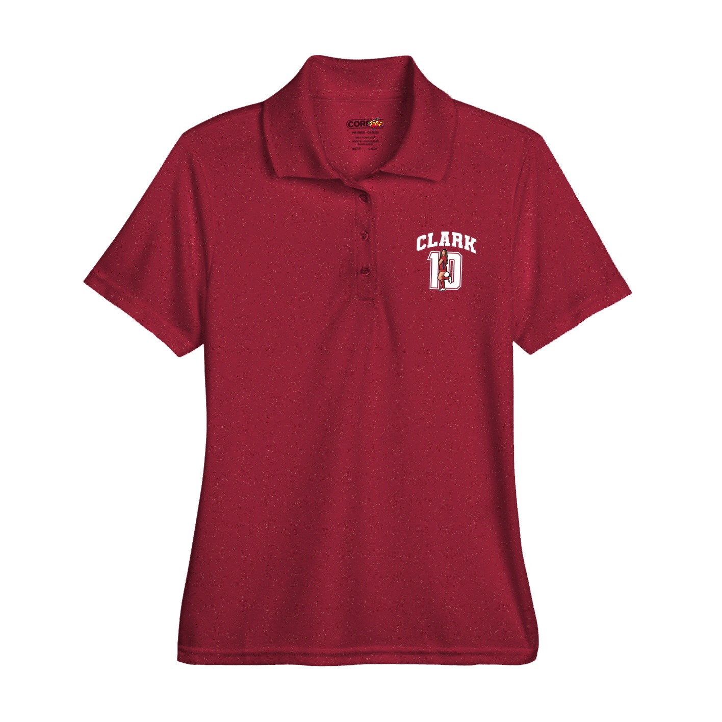 Womens Performance Polo — Number in Red