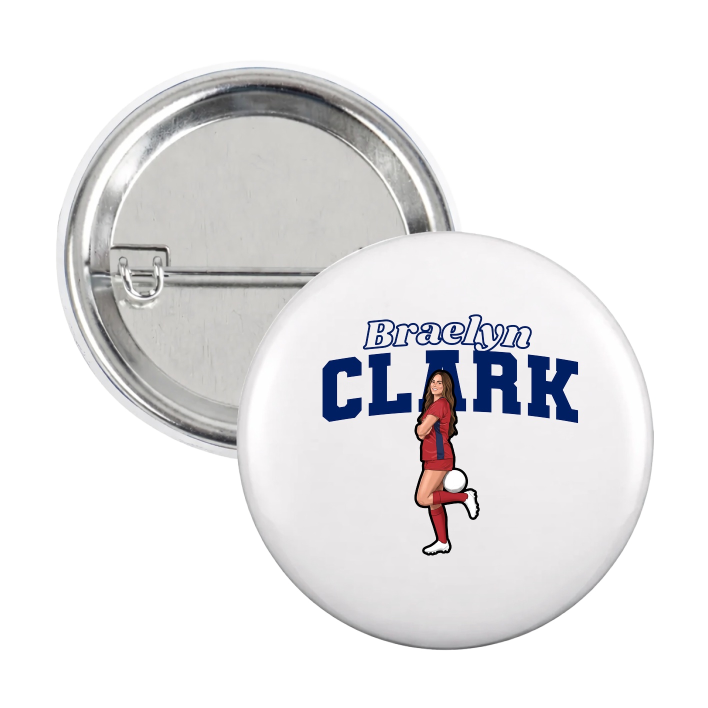 Game Day Button — Name Arch in White