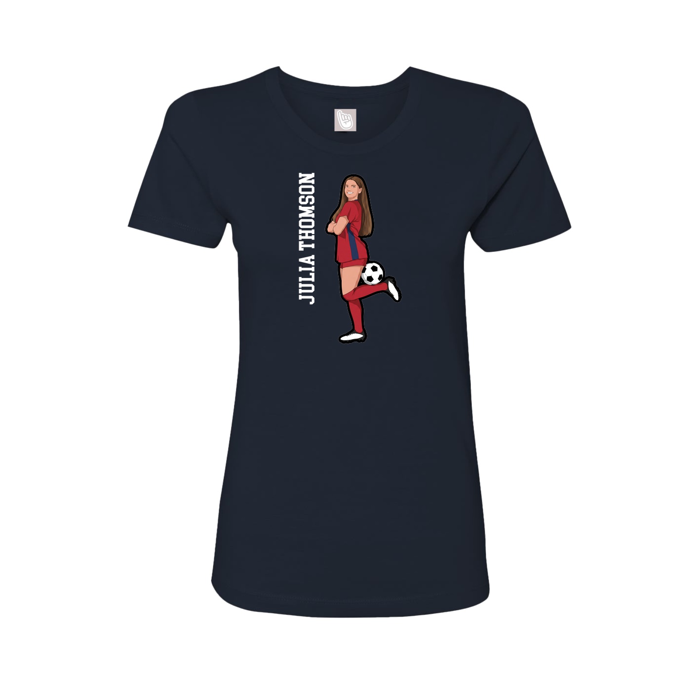 Fitted Women's Tee — Name Vertical in Navy