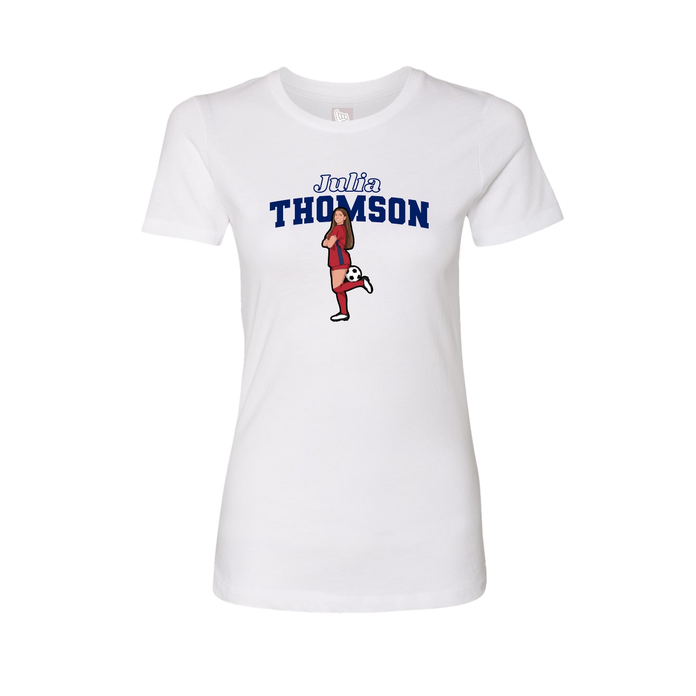 Fitted Women's Tee — Name Arch in White