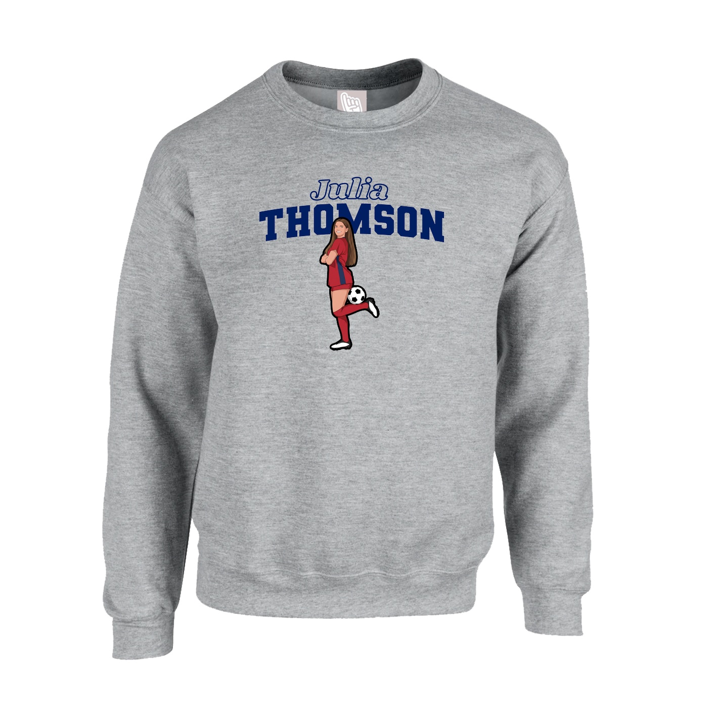 Fleece Crew — Name Arch in Grey