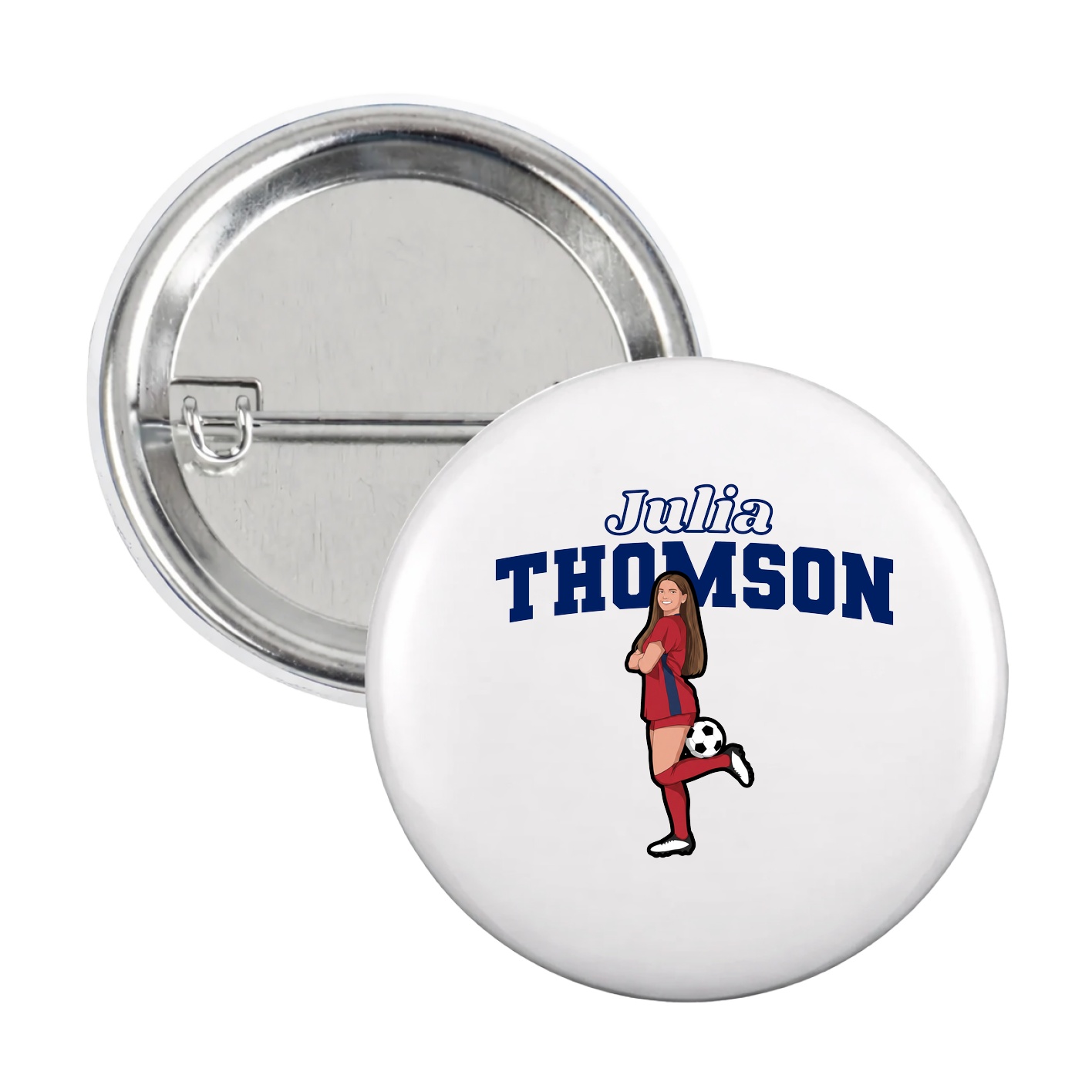 Game Day Button — Name Arch in White