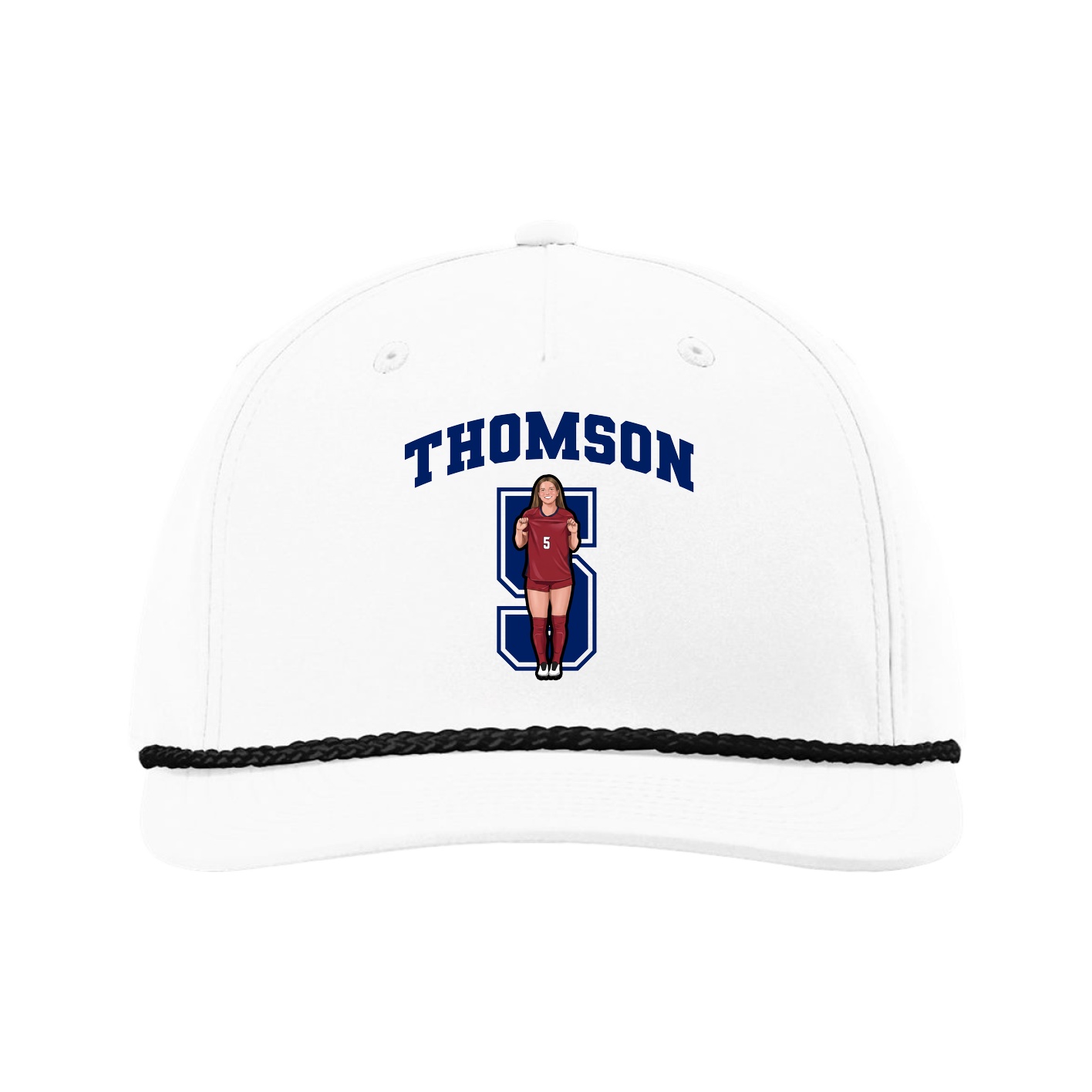Five-Panel Classic Rope Cap — Number in White