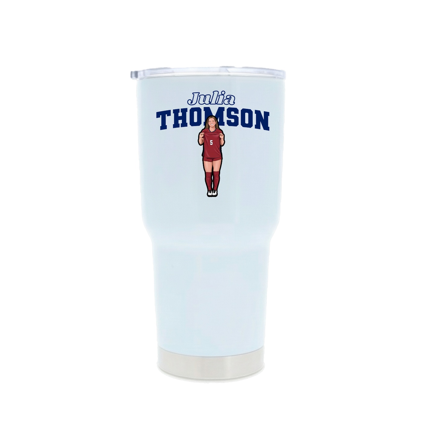 30oz Stainless Steel Tumbler — Name Arch in White