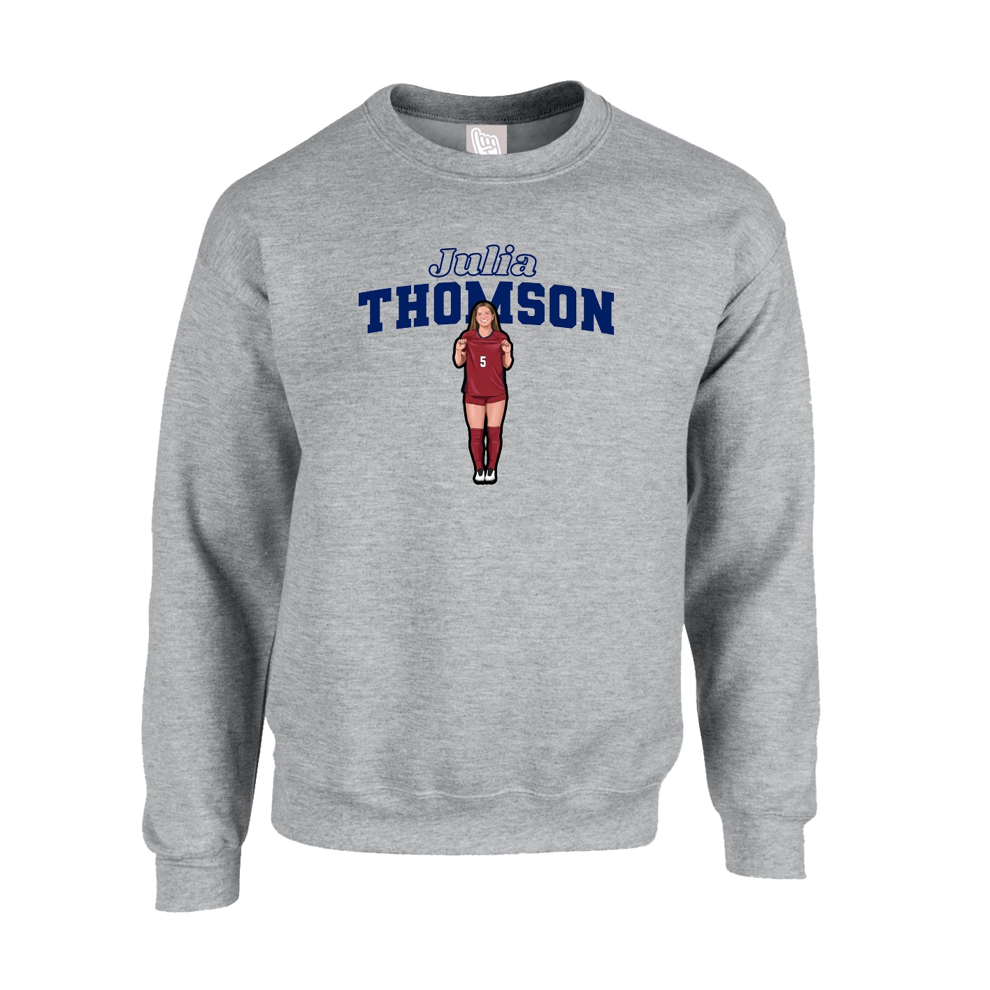 Fleece Crew — Name Arch in Grey